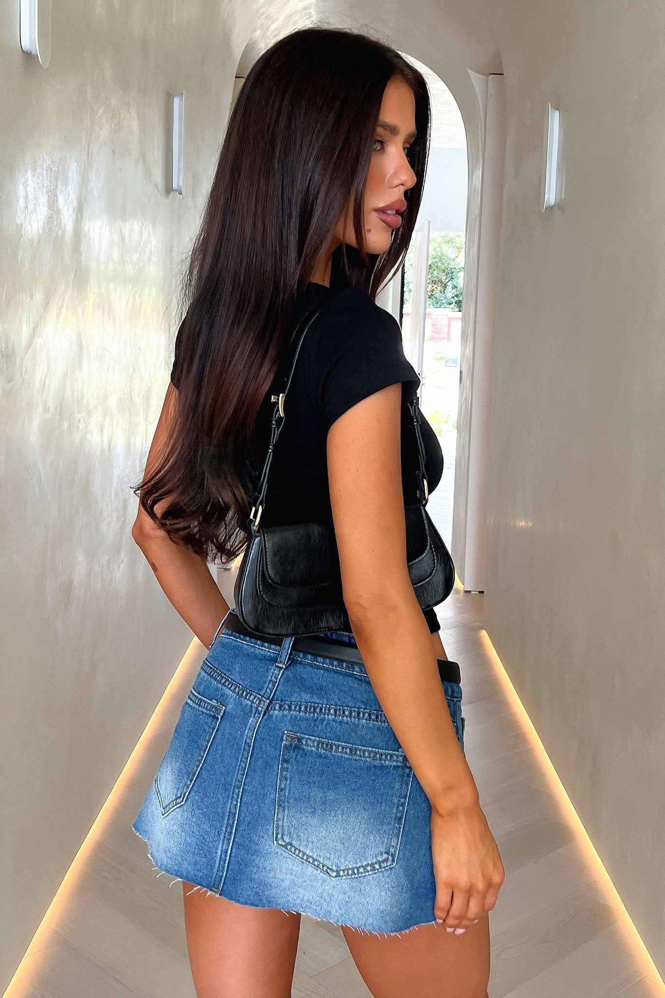 Saski Denim Mini Skirt - Dark Blue-Coutiqo