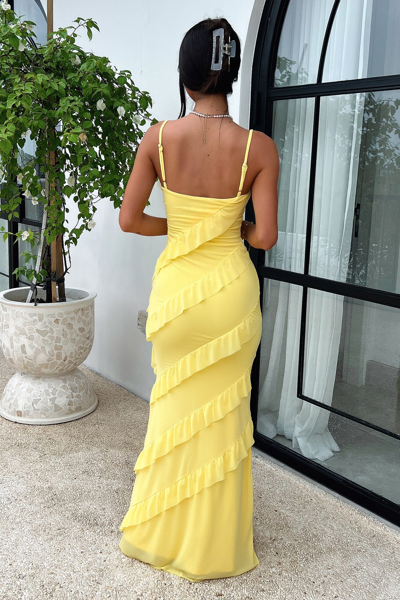Pippa Maxi Dress - Baby Yellow-Coutiqo