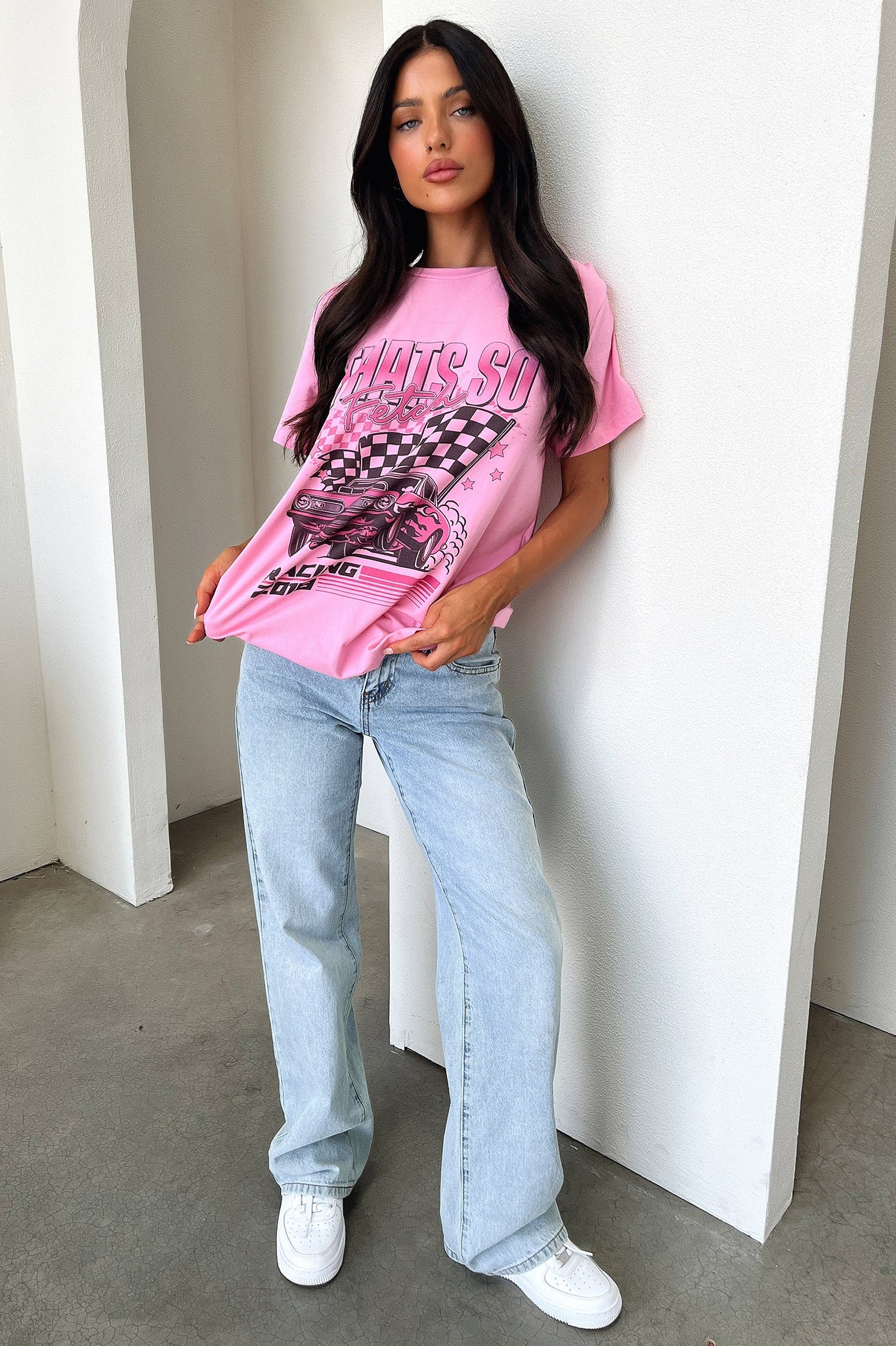 Pitstop Oversized Tee - Pink-Coutiqo
