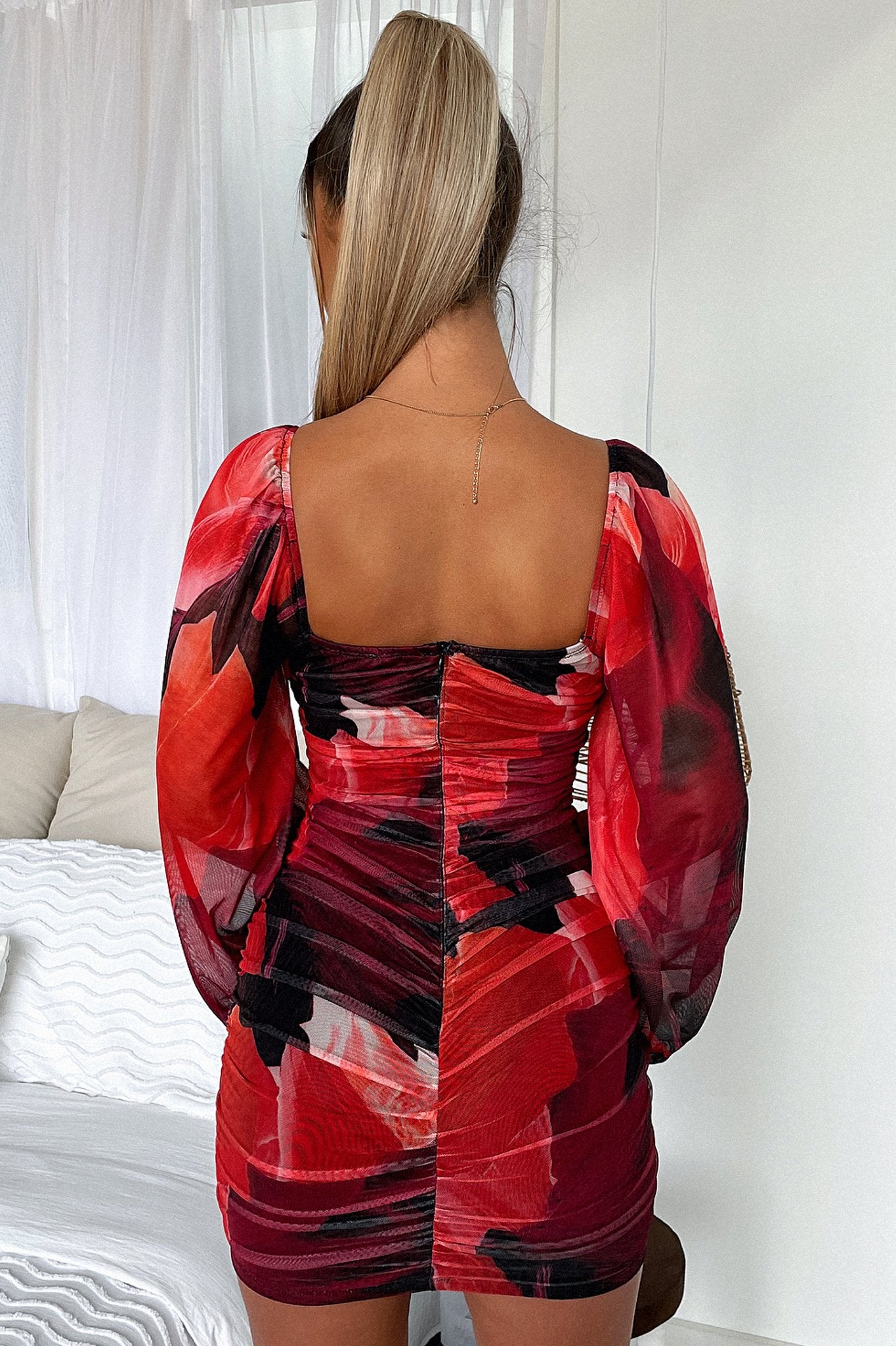 Poppy Dress - Red Marble-Coutiqo
