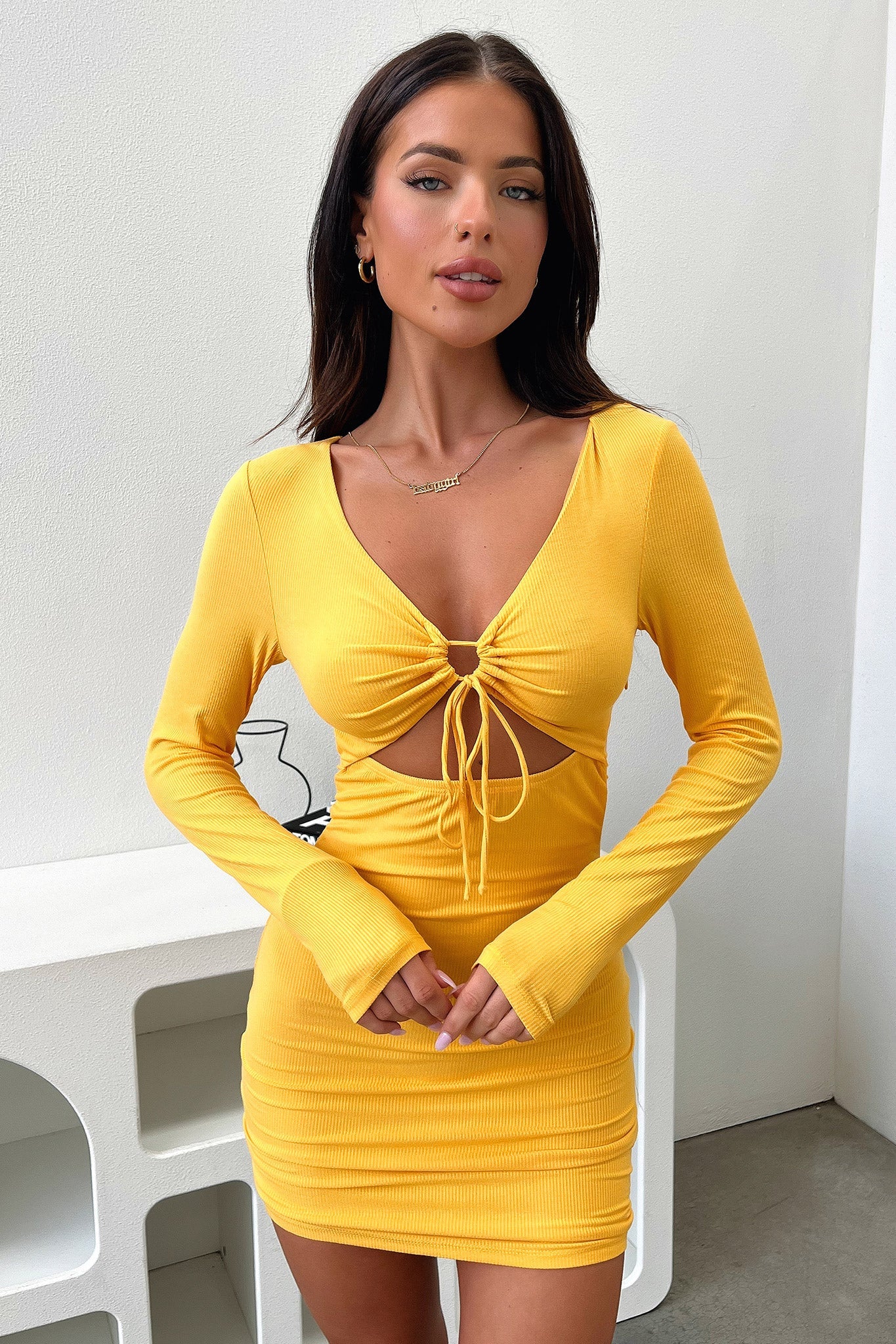 Posie Dress - Mustard-Coutiqo