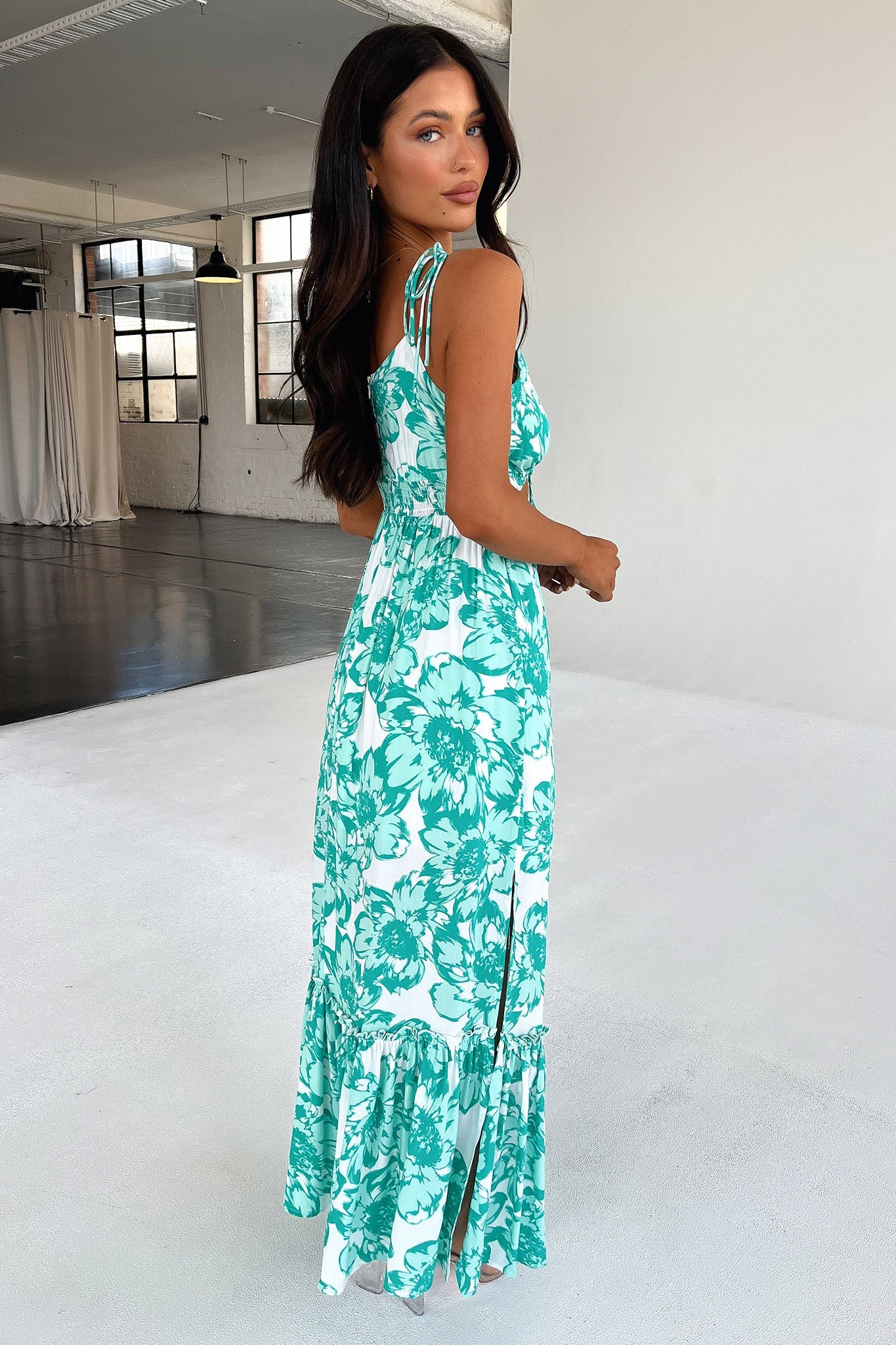 Primerose Maxi Dress - Green Floral-Coutiqo