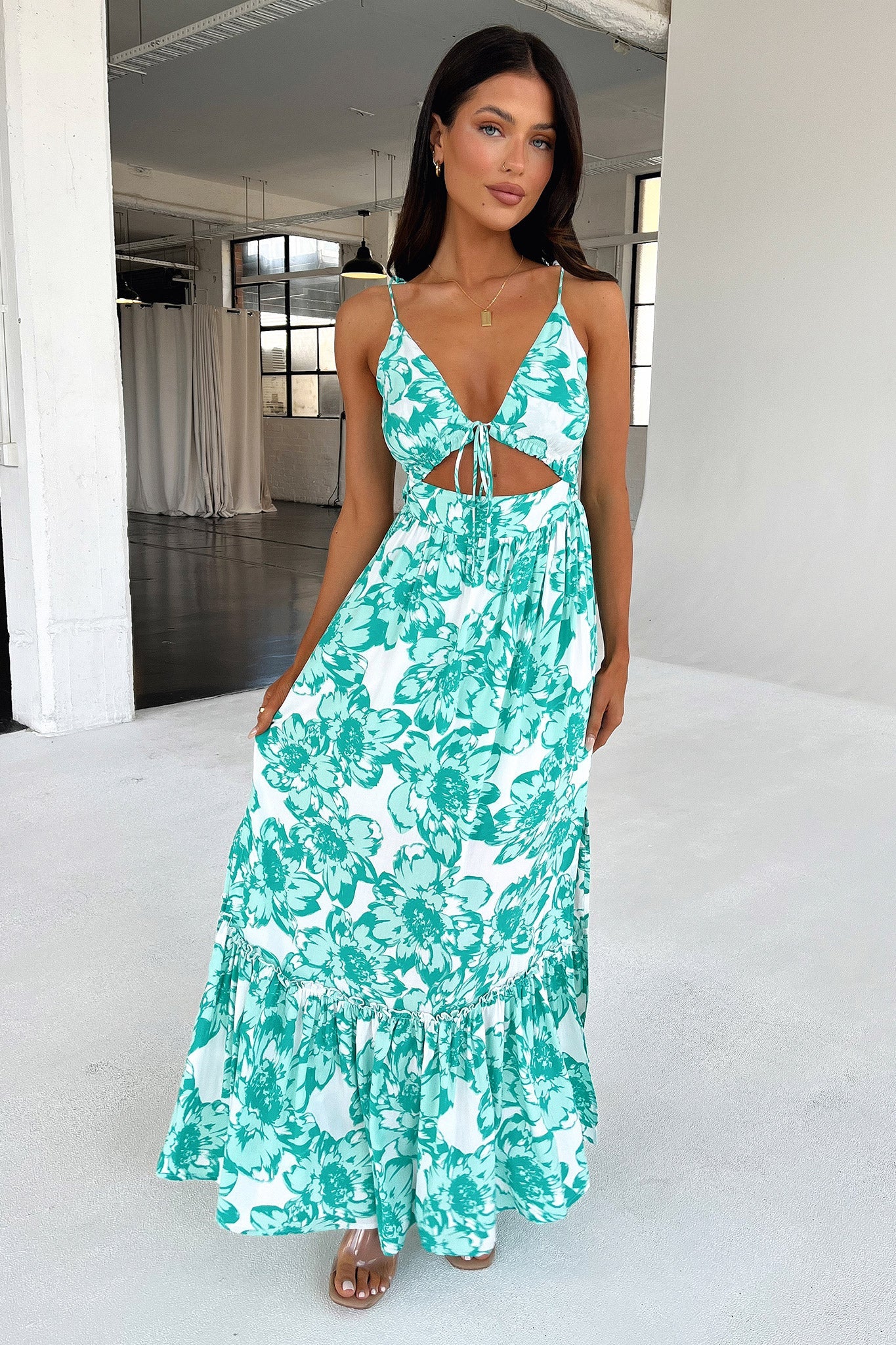Primerose Maxi Dress - Green Floral-Coutiqo