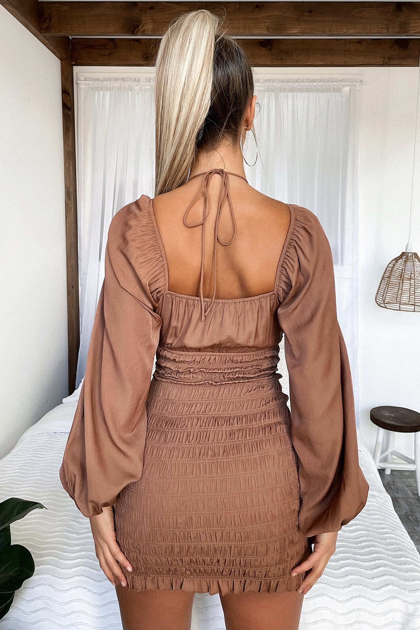 Raina Dress - Brown-Coutiqo
