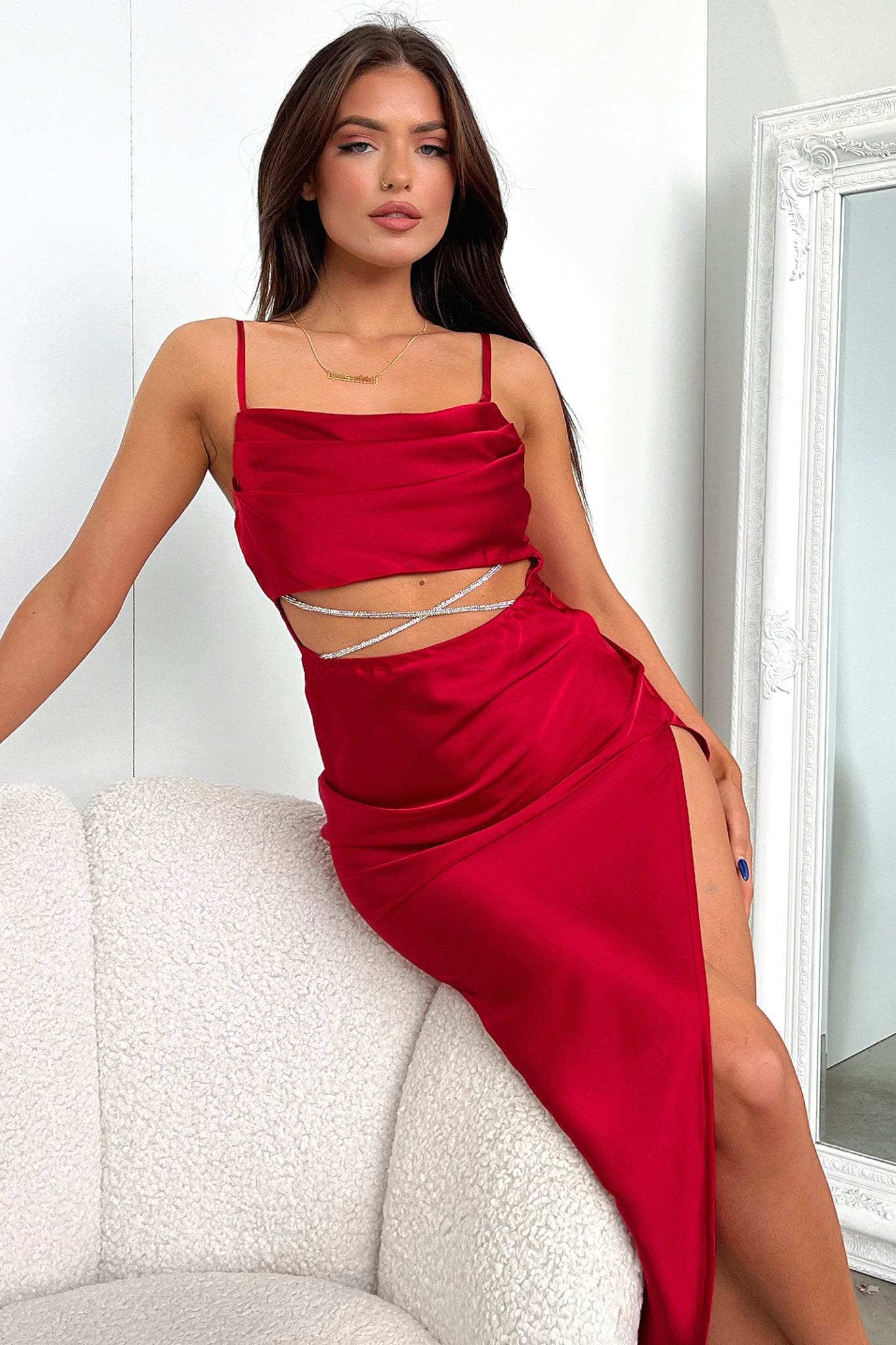 Kamdyn Midi Dress - Red-Coutiqo