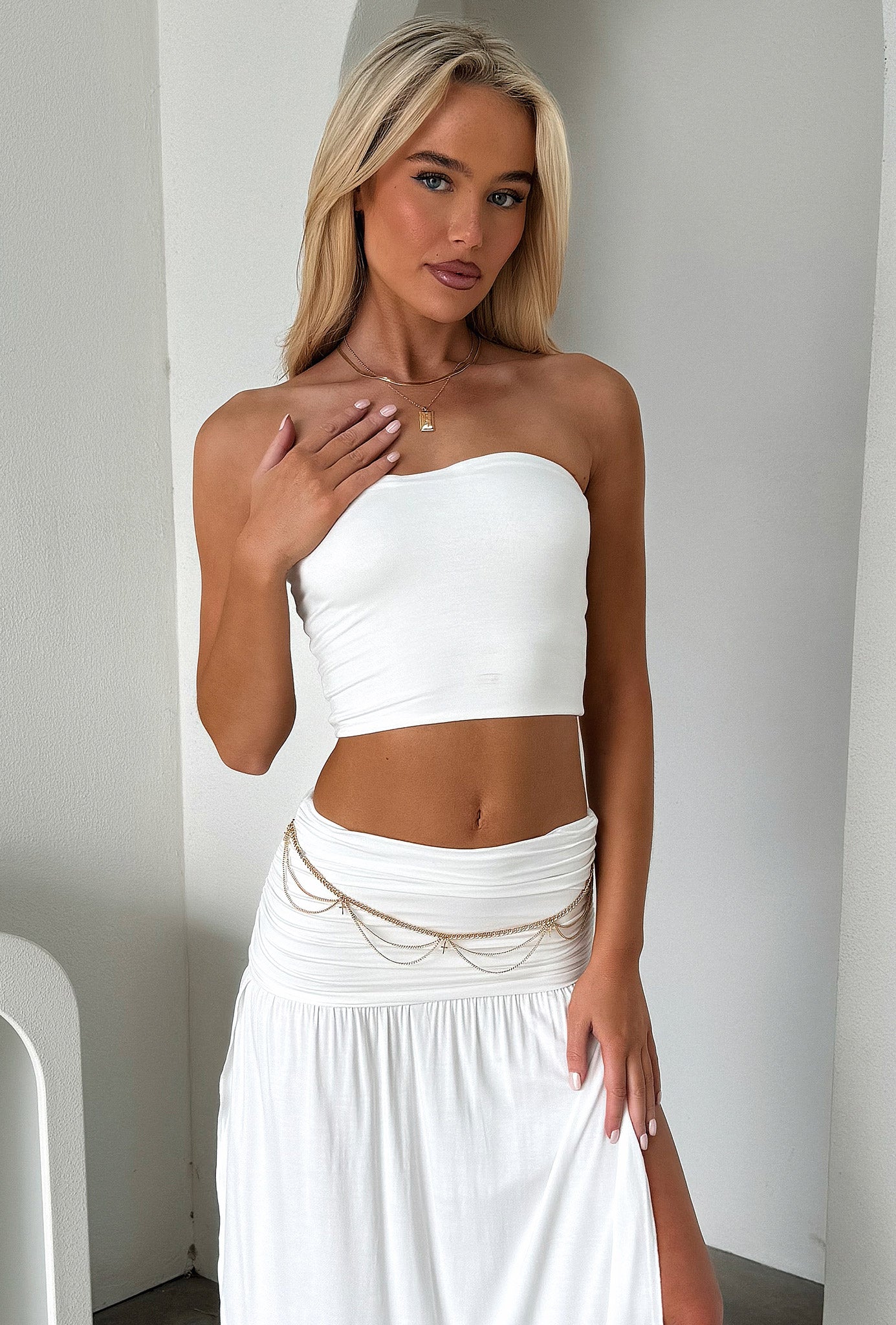 Rosalia Strapless Top - White-Coutiqo