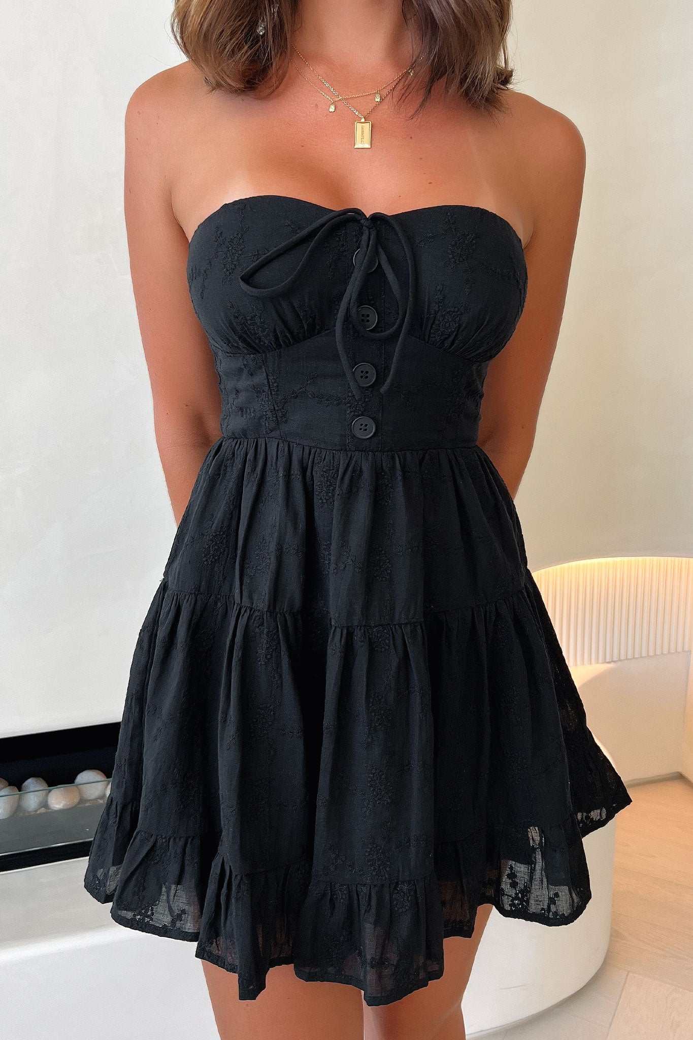 Ruby Strapless Mini Dress - Black-Coutiqo