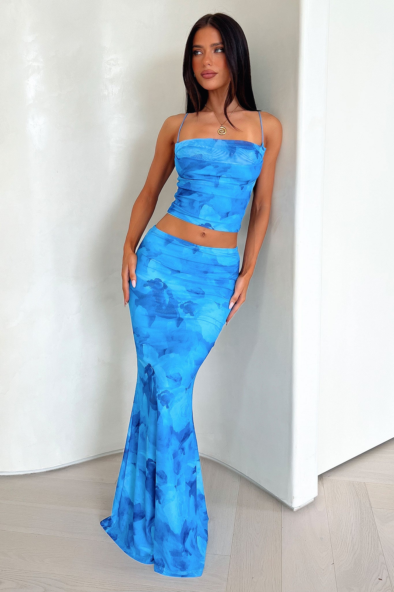 Ryleigh Crop - Blue Floral-Coutiqo