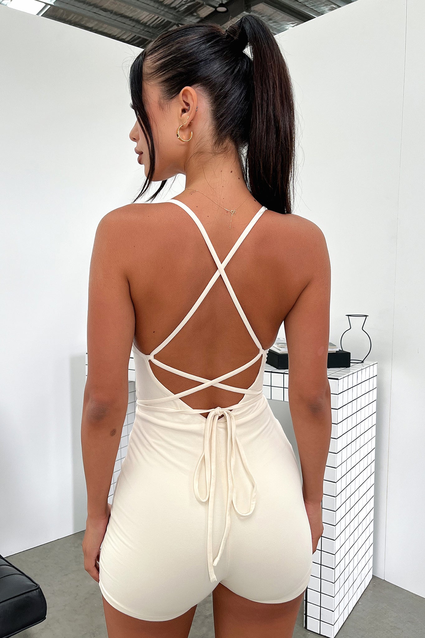 Saffron Playsuit - Cream-Coutiqo