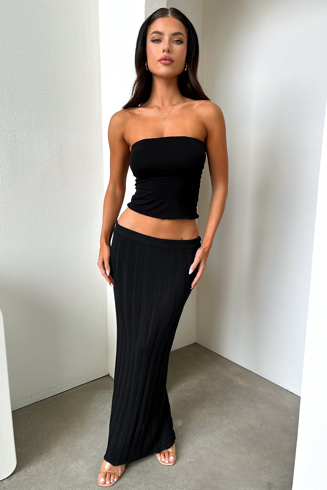 Sameera Maxi Skirt - Black-Coutiqo