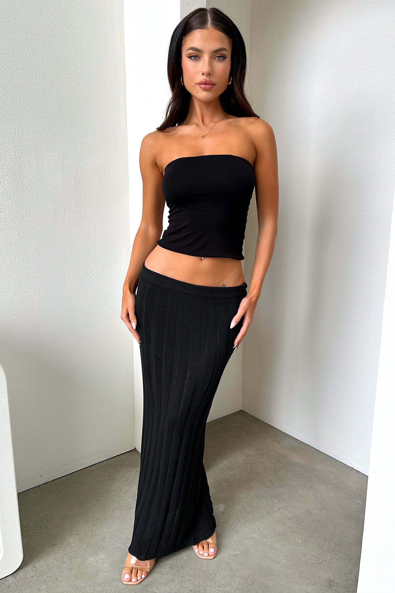 Sameera Maxi Skirt - Black-Coutiqo