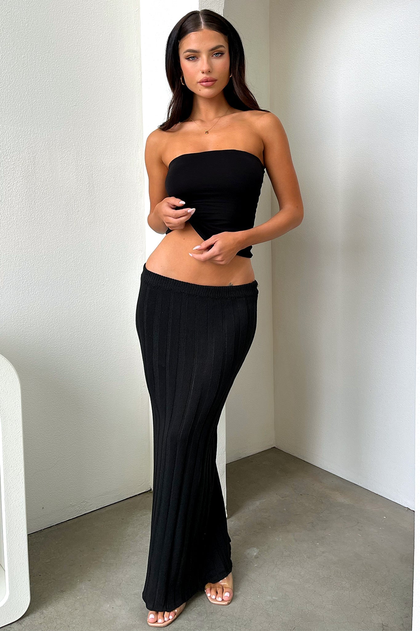 Sameera Maxi Skirt - Black-Coutiqo