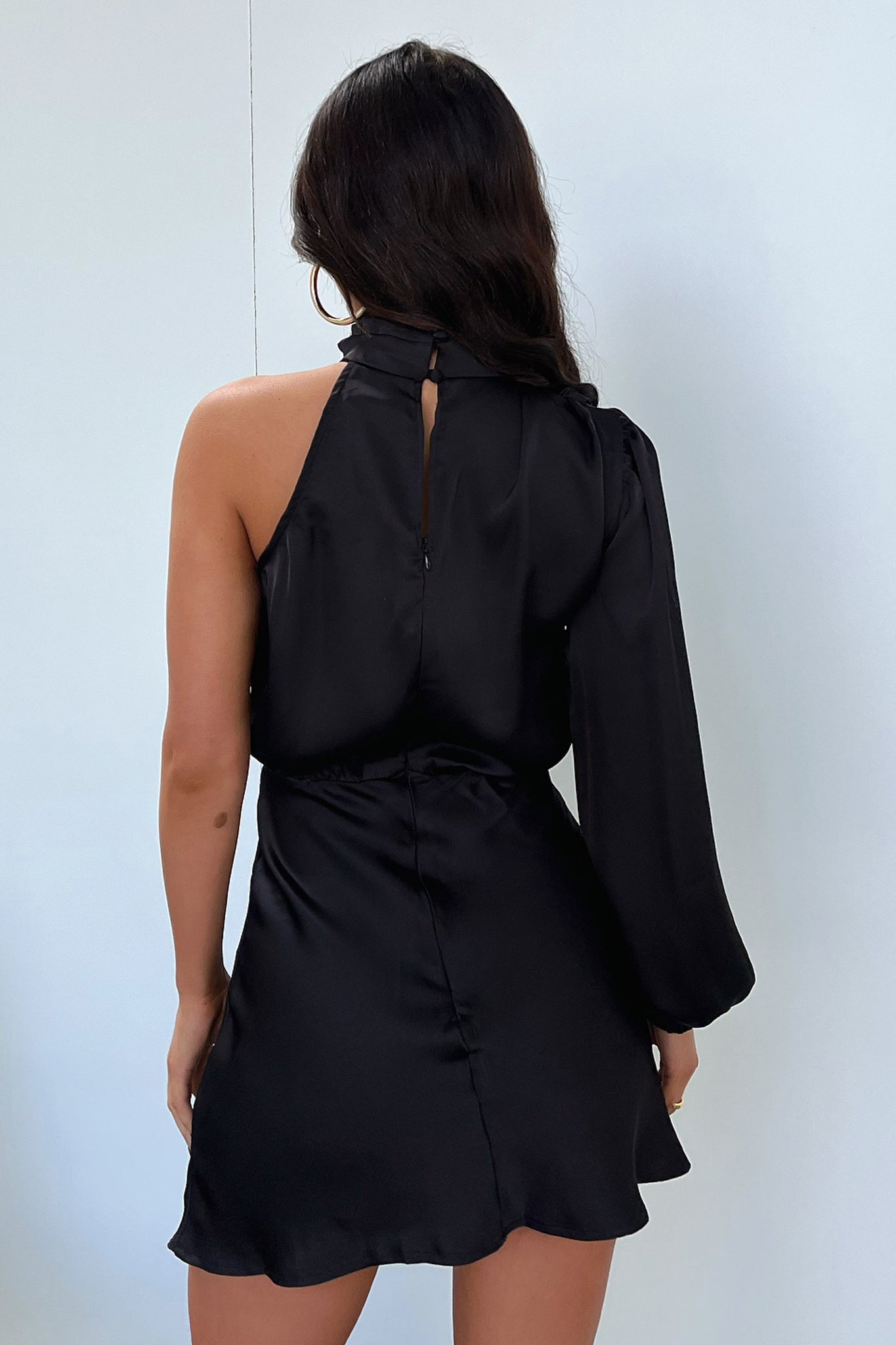 Santorini One Shoulder Dress - Black-Coutiqo