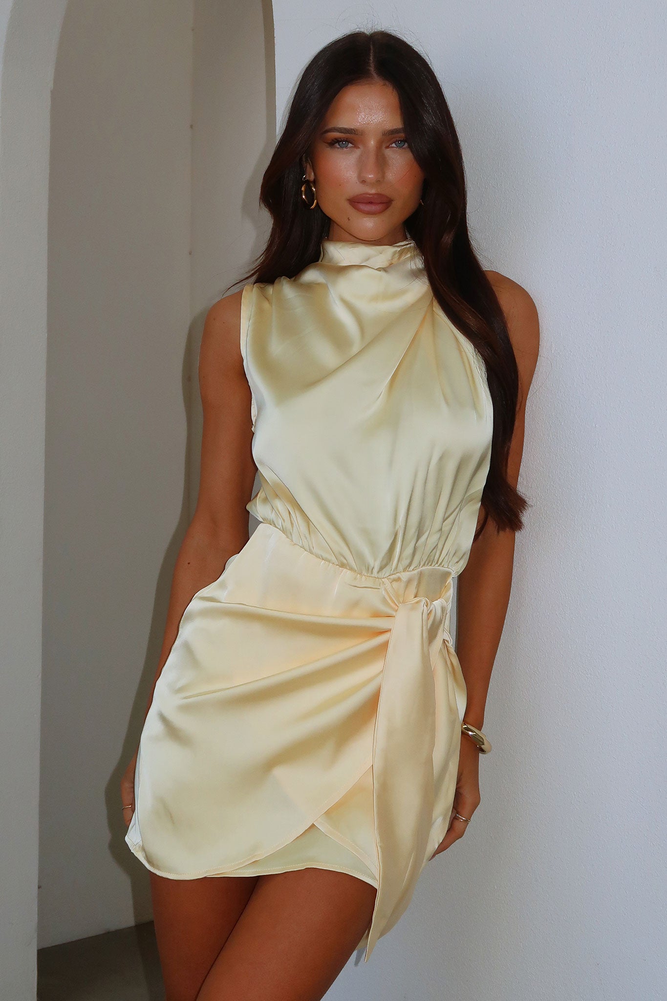 Santorini Mini Dress - Yellow-Coutiqo