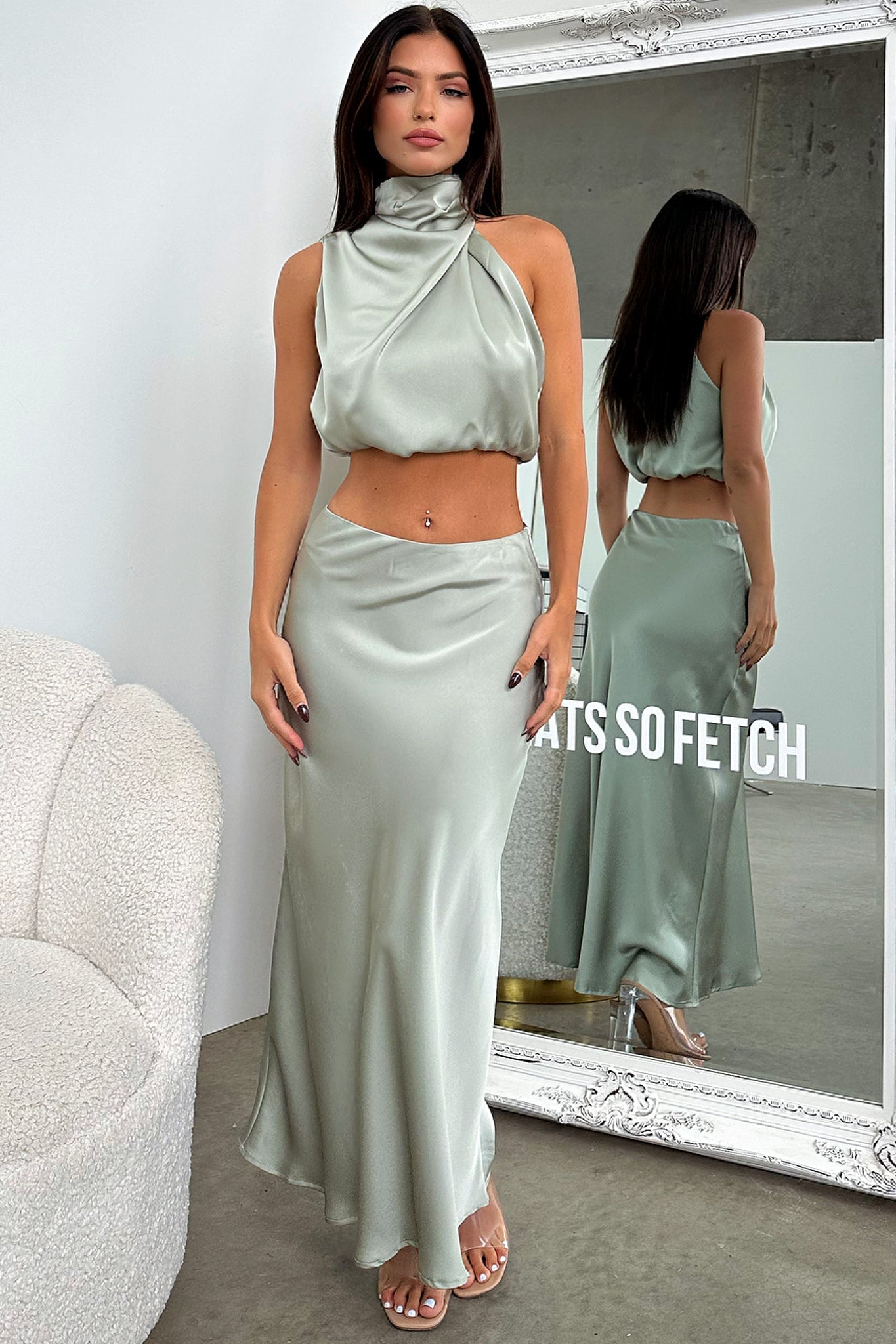 Santorini Maxi Skirt - Sage-Coutiqo