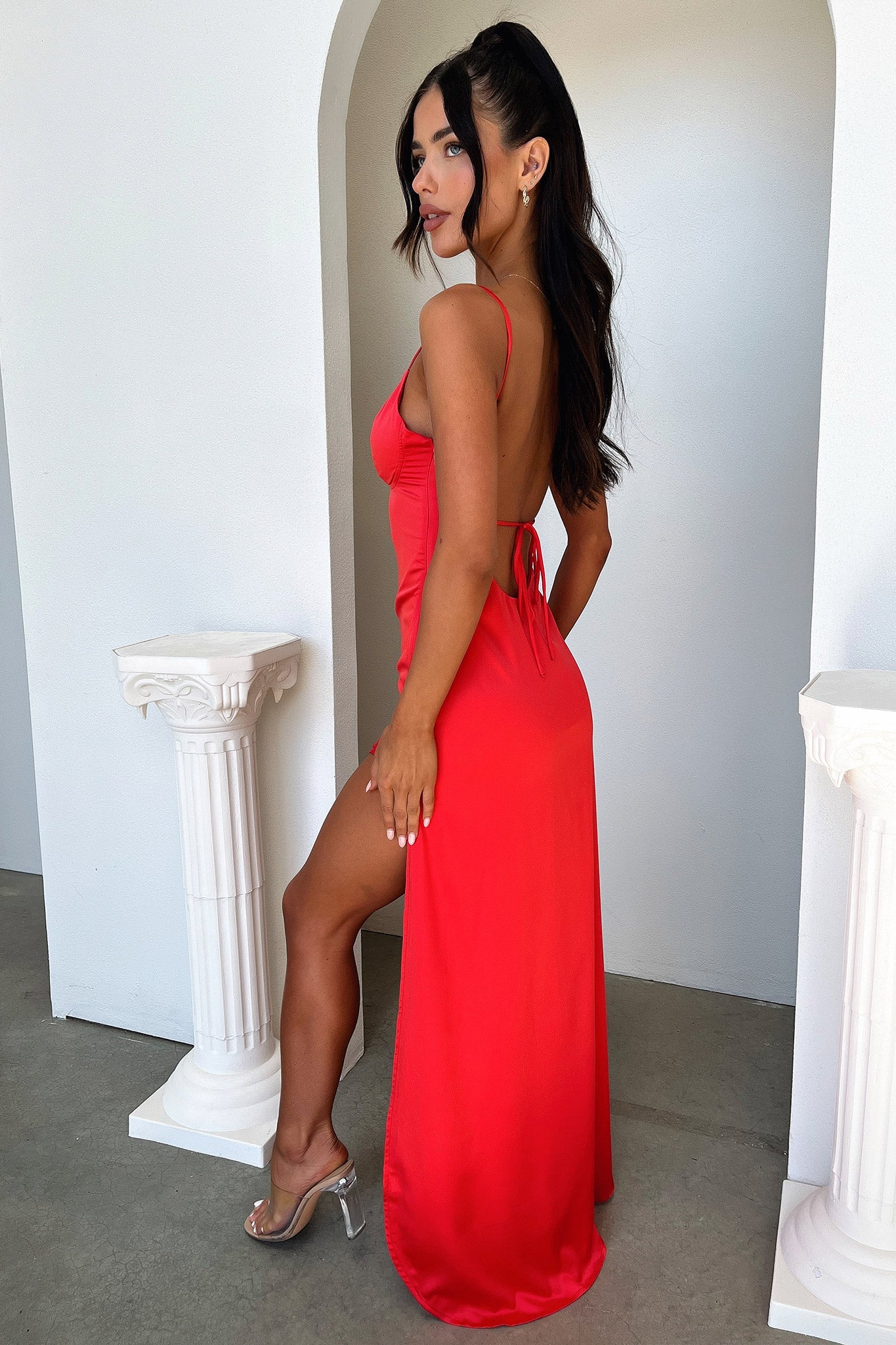 Sarcia Maxi Dress - Red-Coutiqo