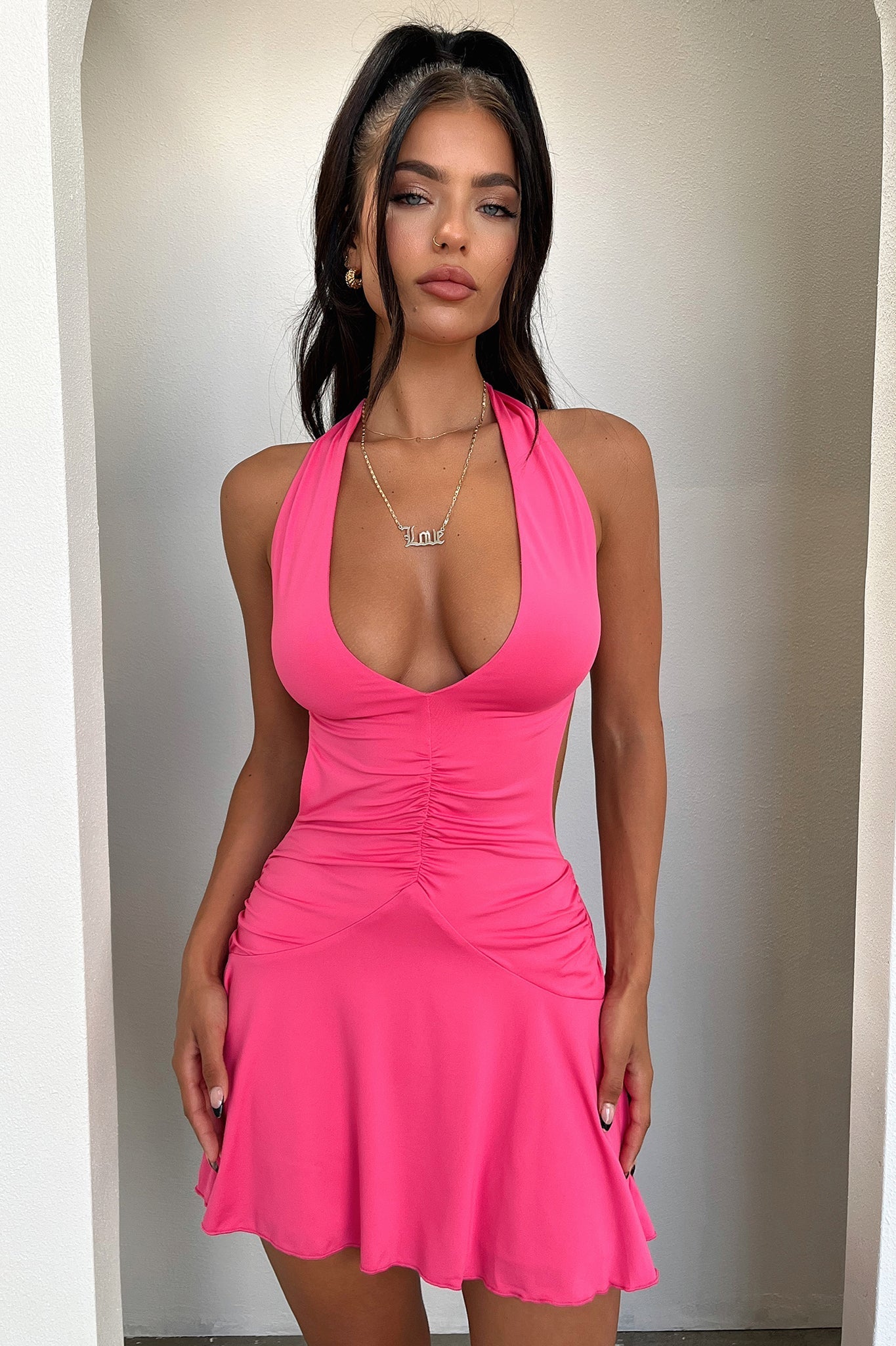 Sarisa Dress - Hot Pink-Coutiqo