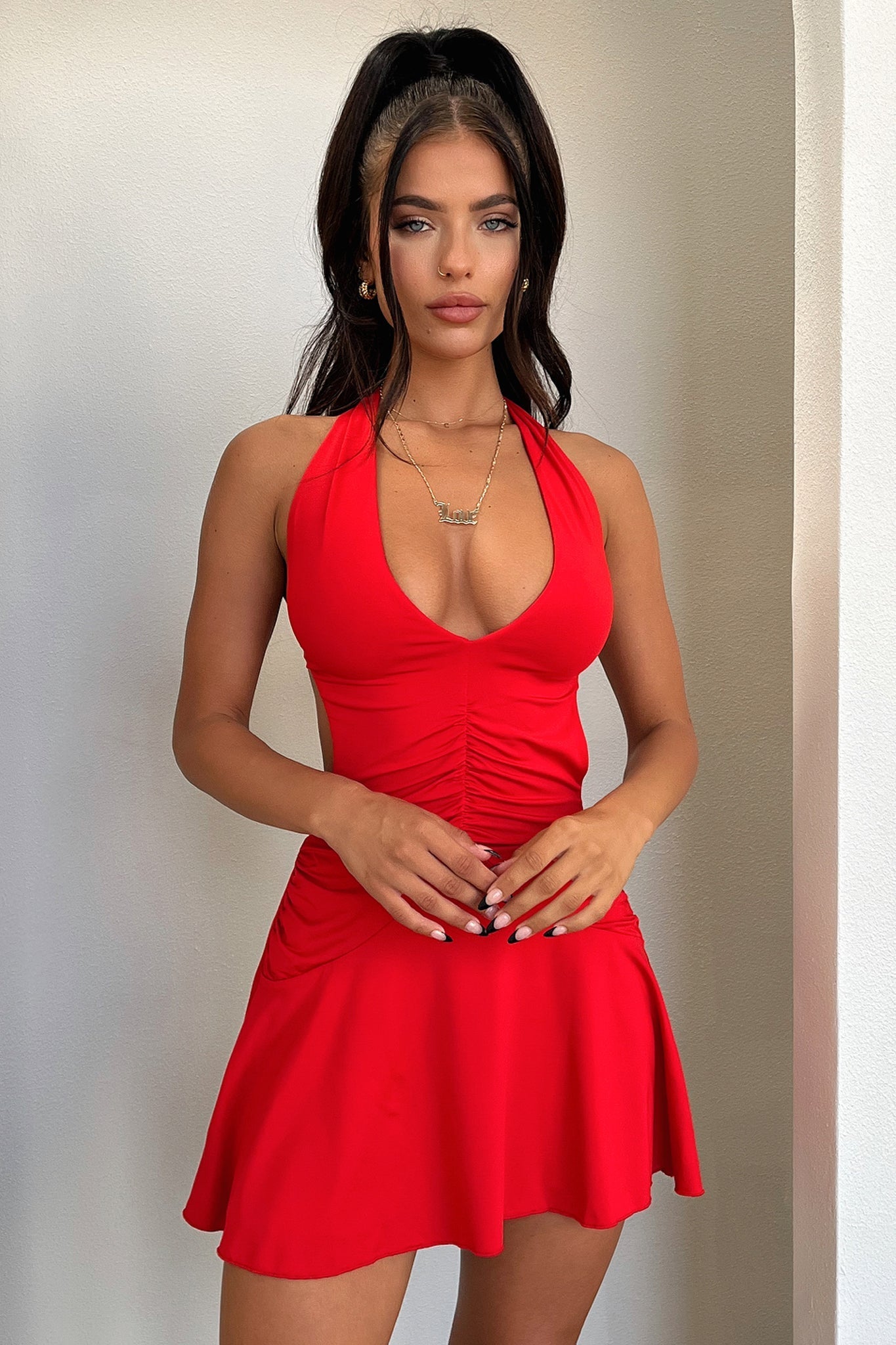 Sarisa Dress - Red-Coutiqo
