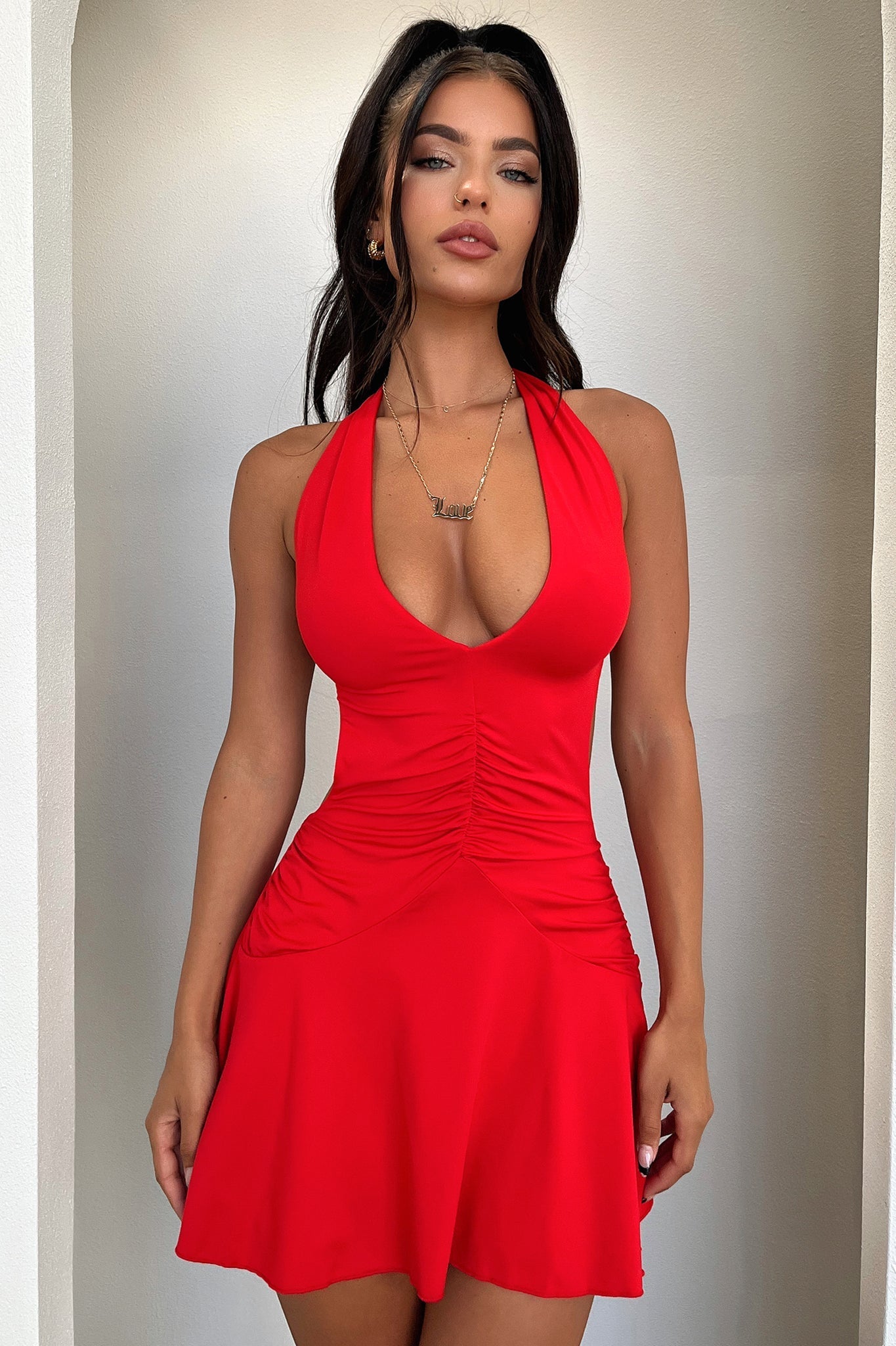Sarisa Dress - Red-Coutiqo