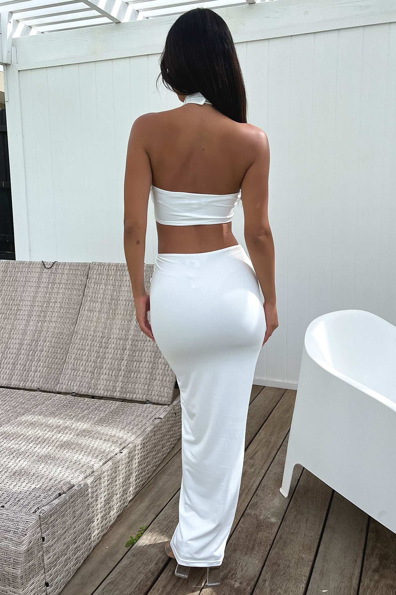 Seda Maxi Skirt - White-Coutiqo