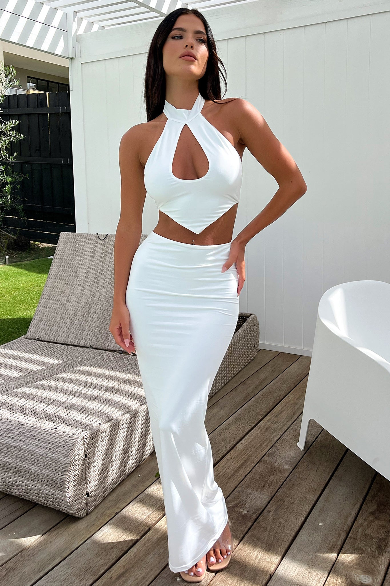 Seda Maxi Skirt - White-Coutiqo