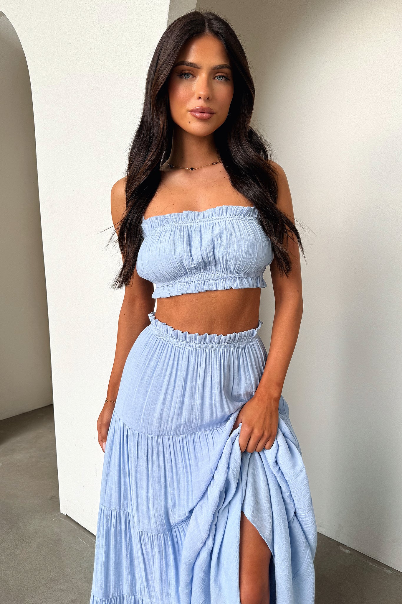 Selina Crop - Baby Blue-Coutiqo