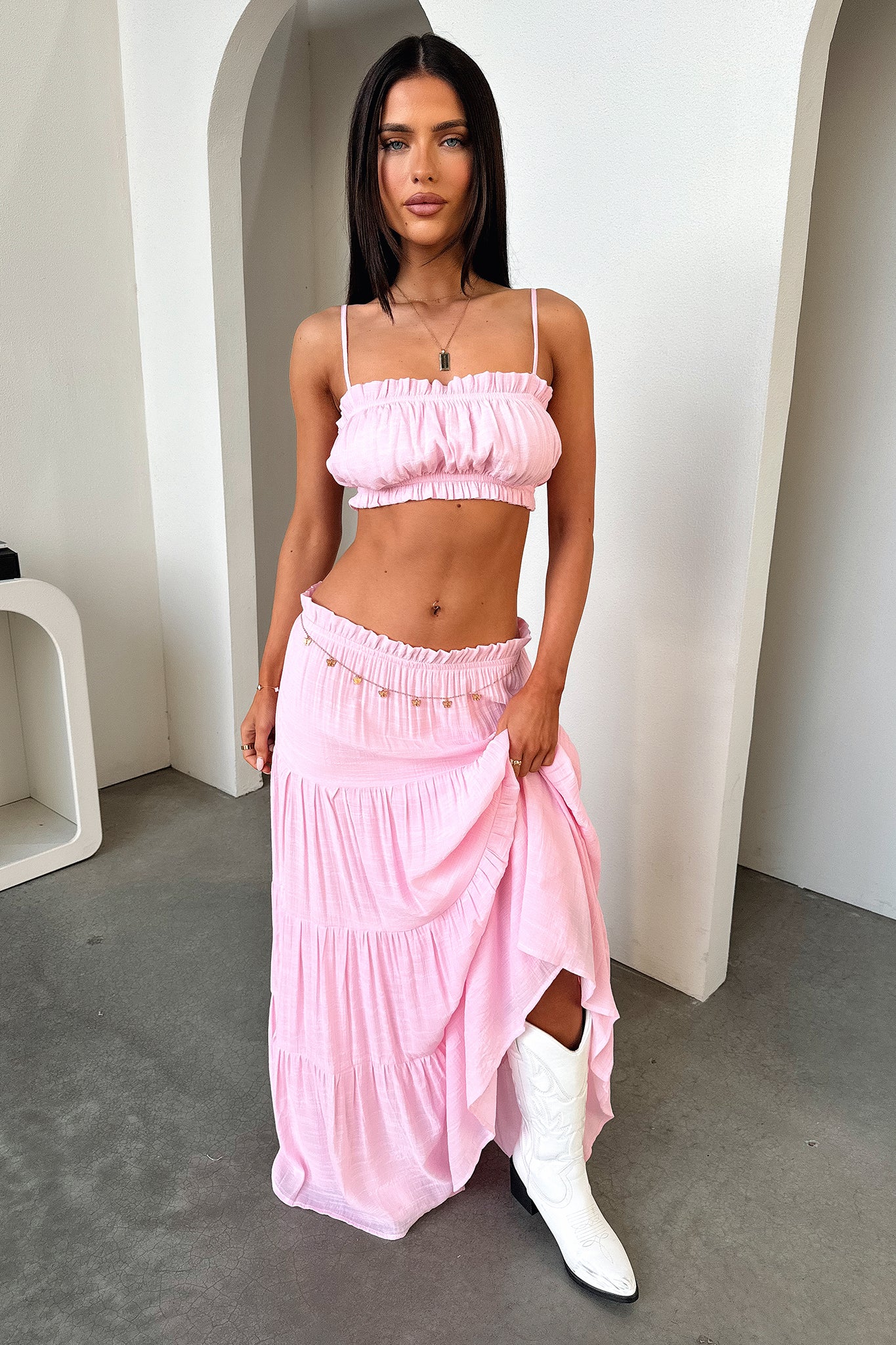 Selina Crop - Baby Pink-Coutiqo