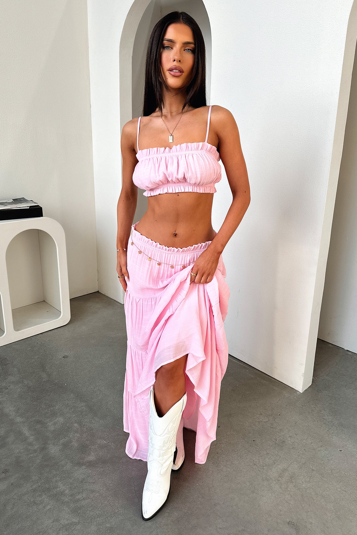 Selina Crop - Baby Pink-Coutiqo