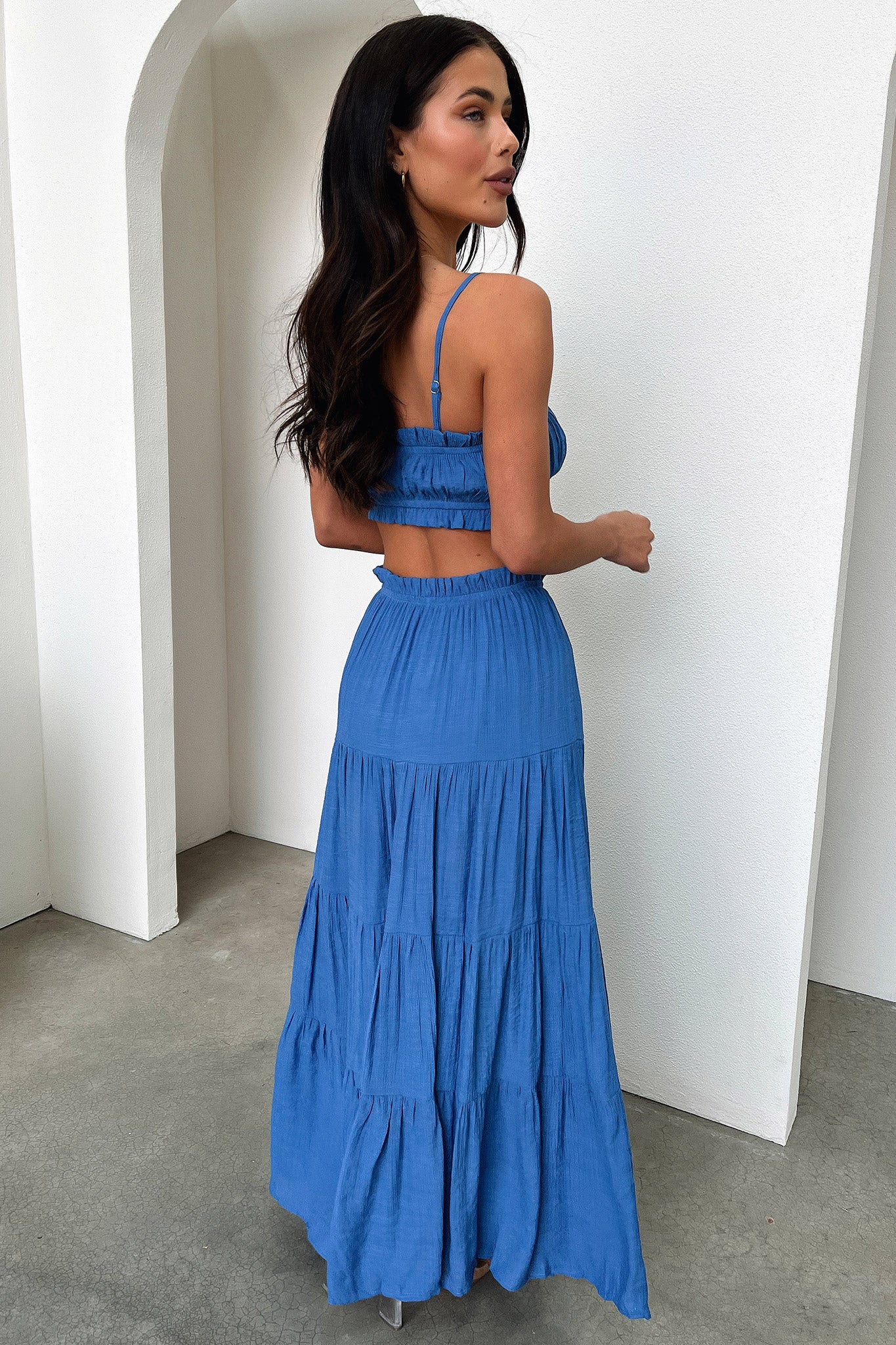 Selina Tiered Maxi Skirt - Royal Blue-Coutiqo