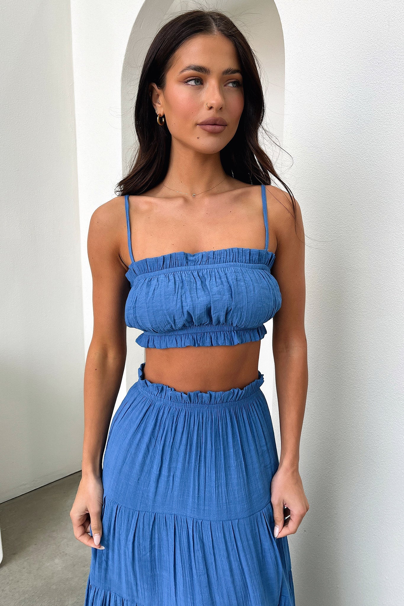 Selina Tiered Maxi Skirt - Royal Blue-Coutiqo