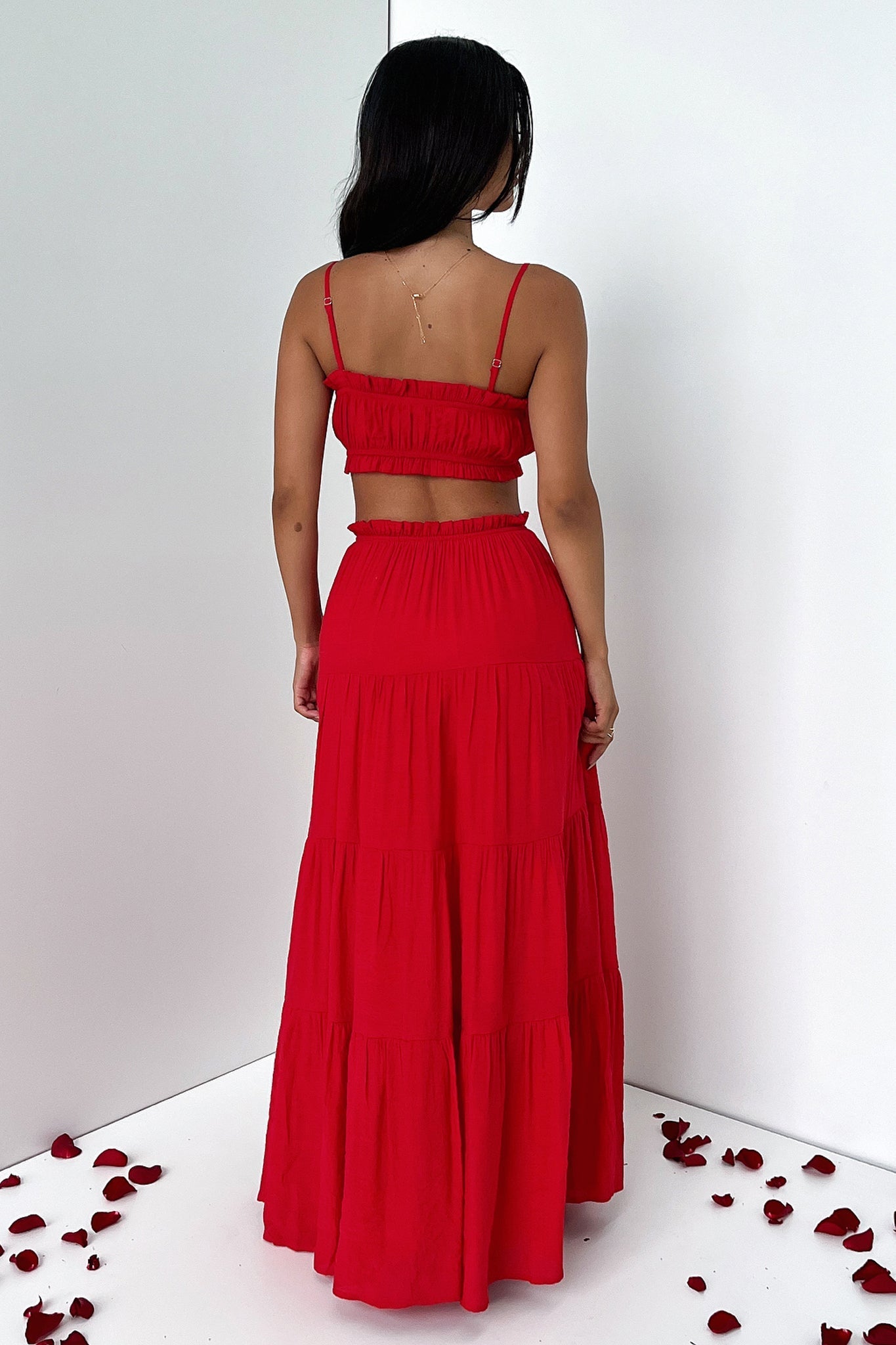 Selina Crop - Red-Coutiqo