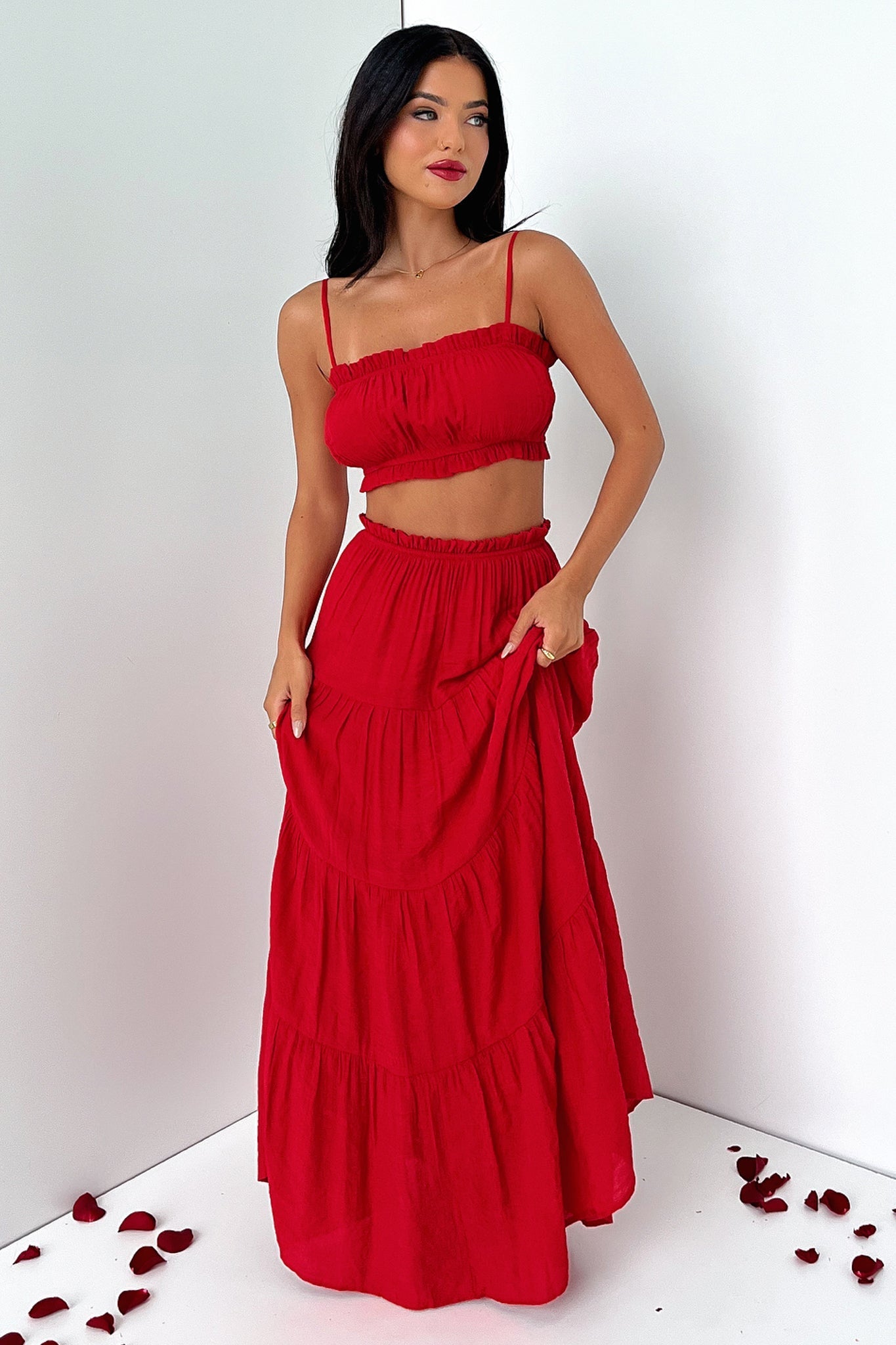 Selina Crop - Red-Coutiqo