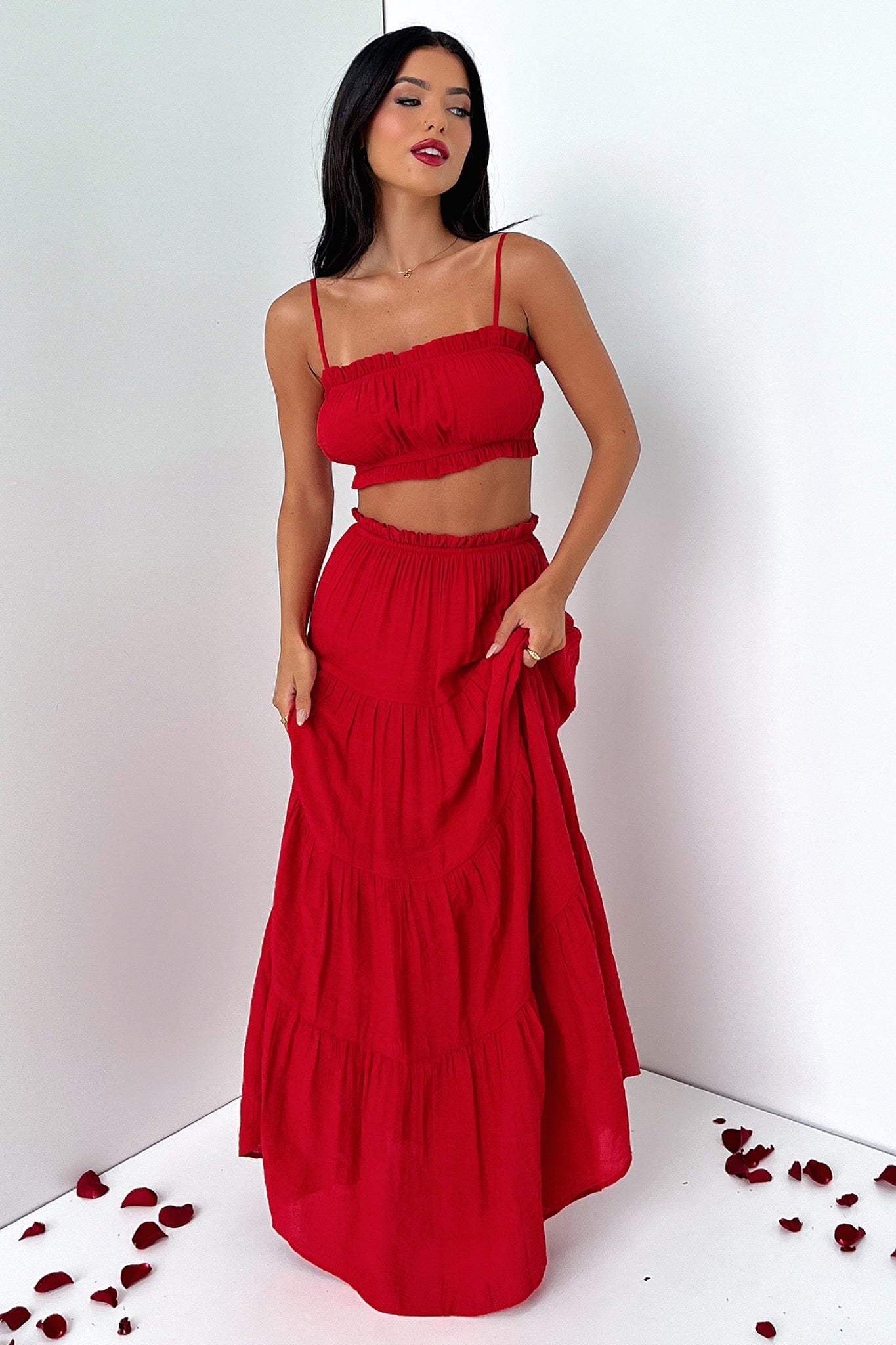 Selina Crop - Red-Coutiqo
