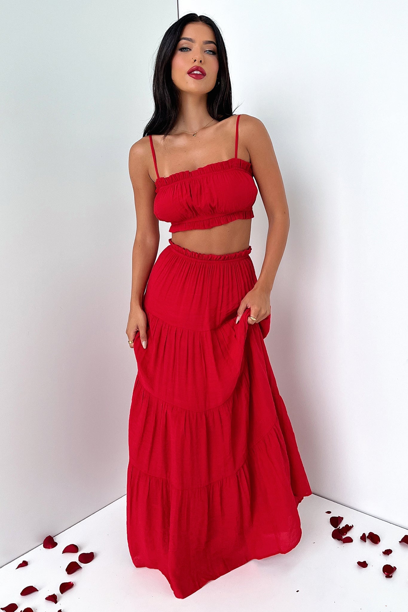 Selina Crop - Red-Coutiqo