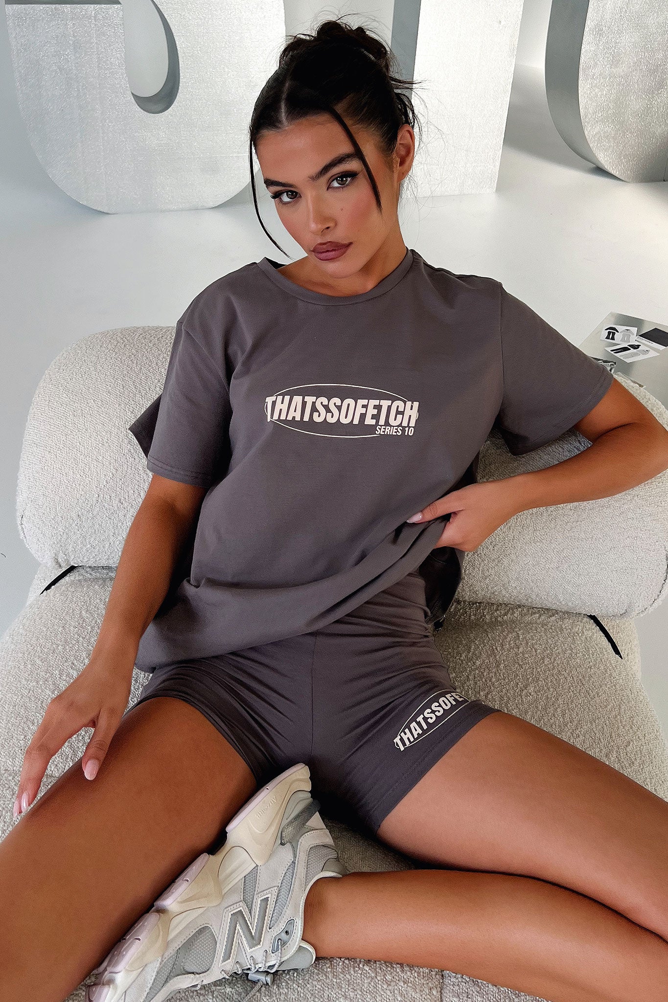Series 10 Oversized Tee - Charcoal/Beige-Coutiqo