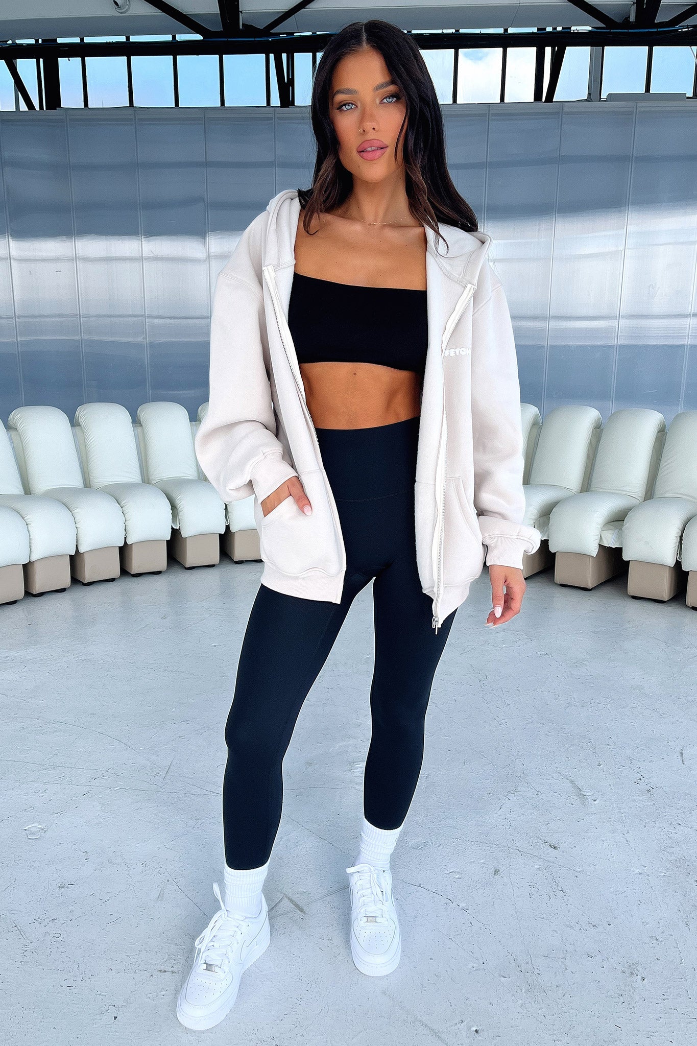 Series 3 Zip Up Hoodie - Beige-Coutiqo