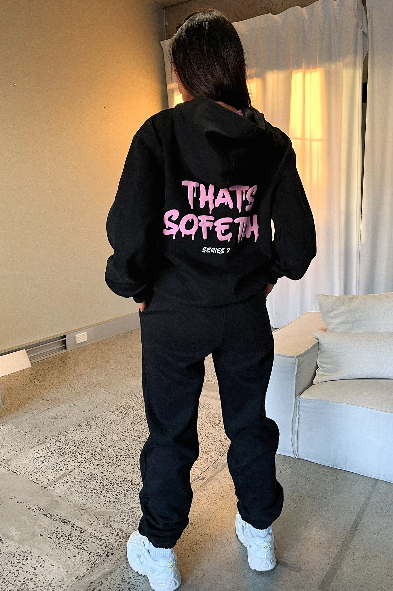 Series 7 Sweatpants - Black/Pink-Coutiqo