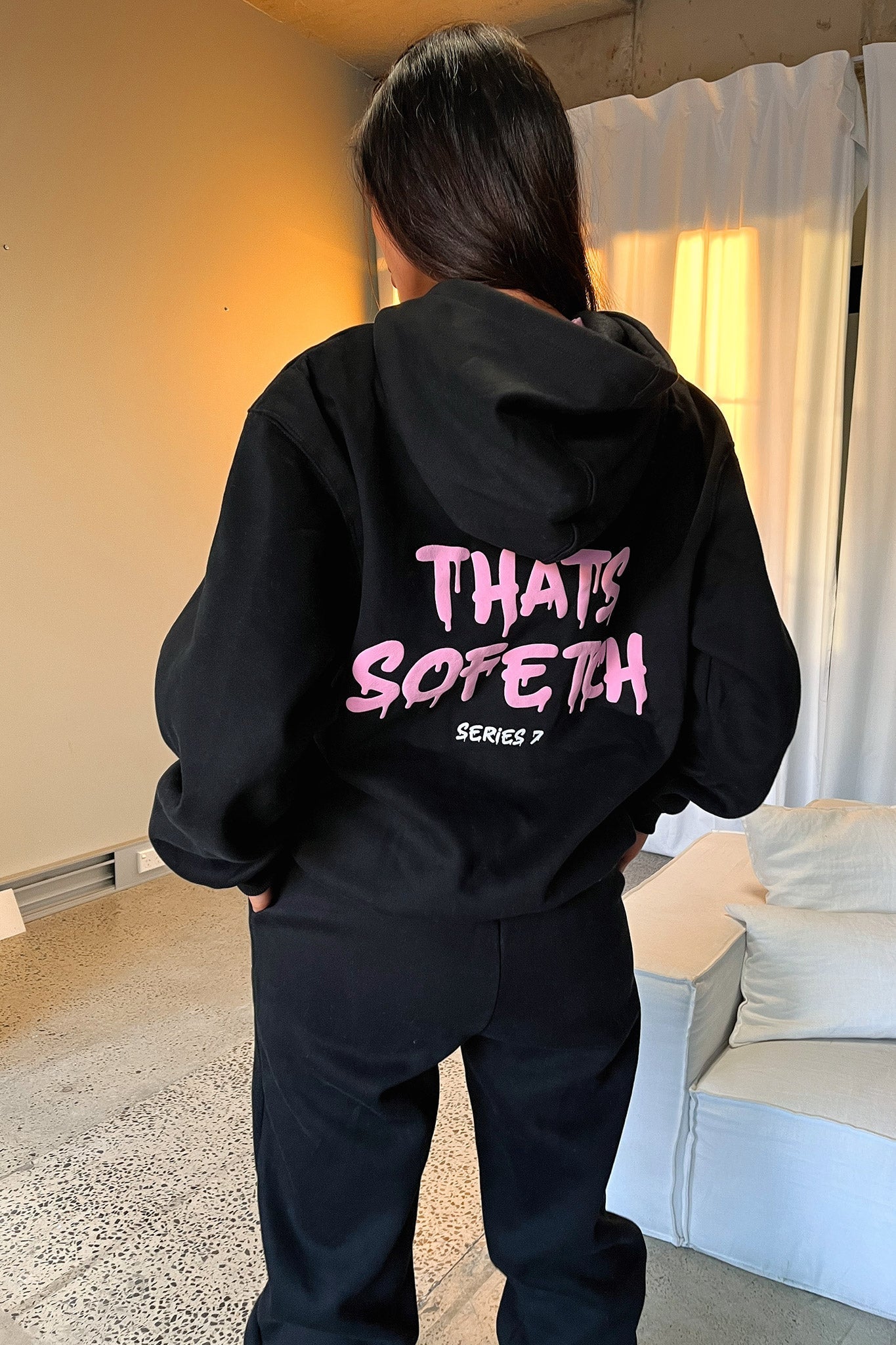 Series 7 Sweatpants - Black/Pink-Coutiqo