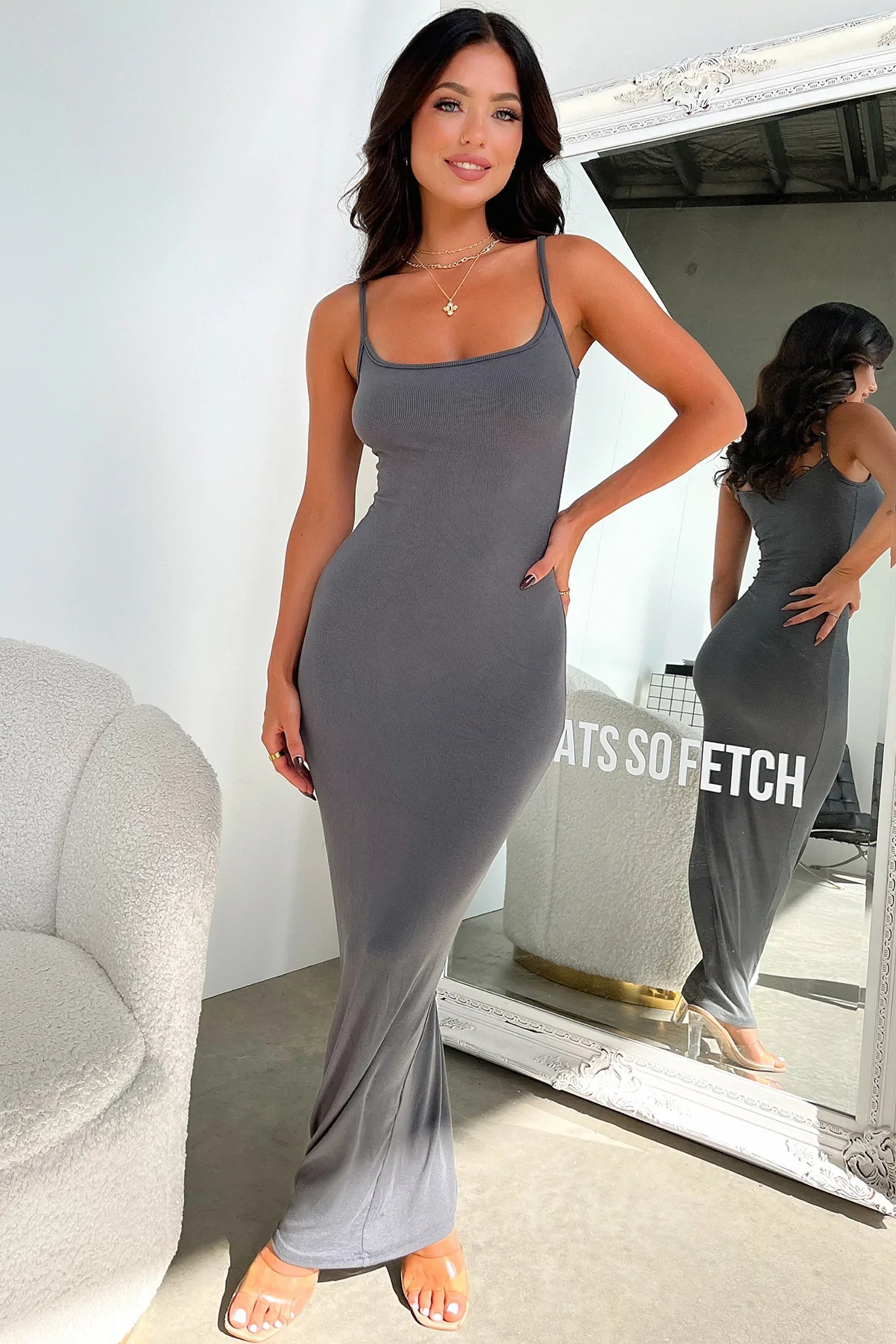 Sevani Maxi Dress - Charcoal-Coutiqo