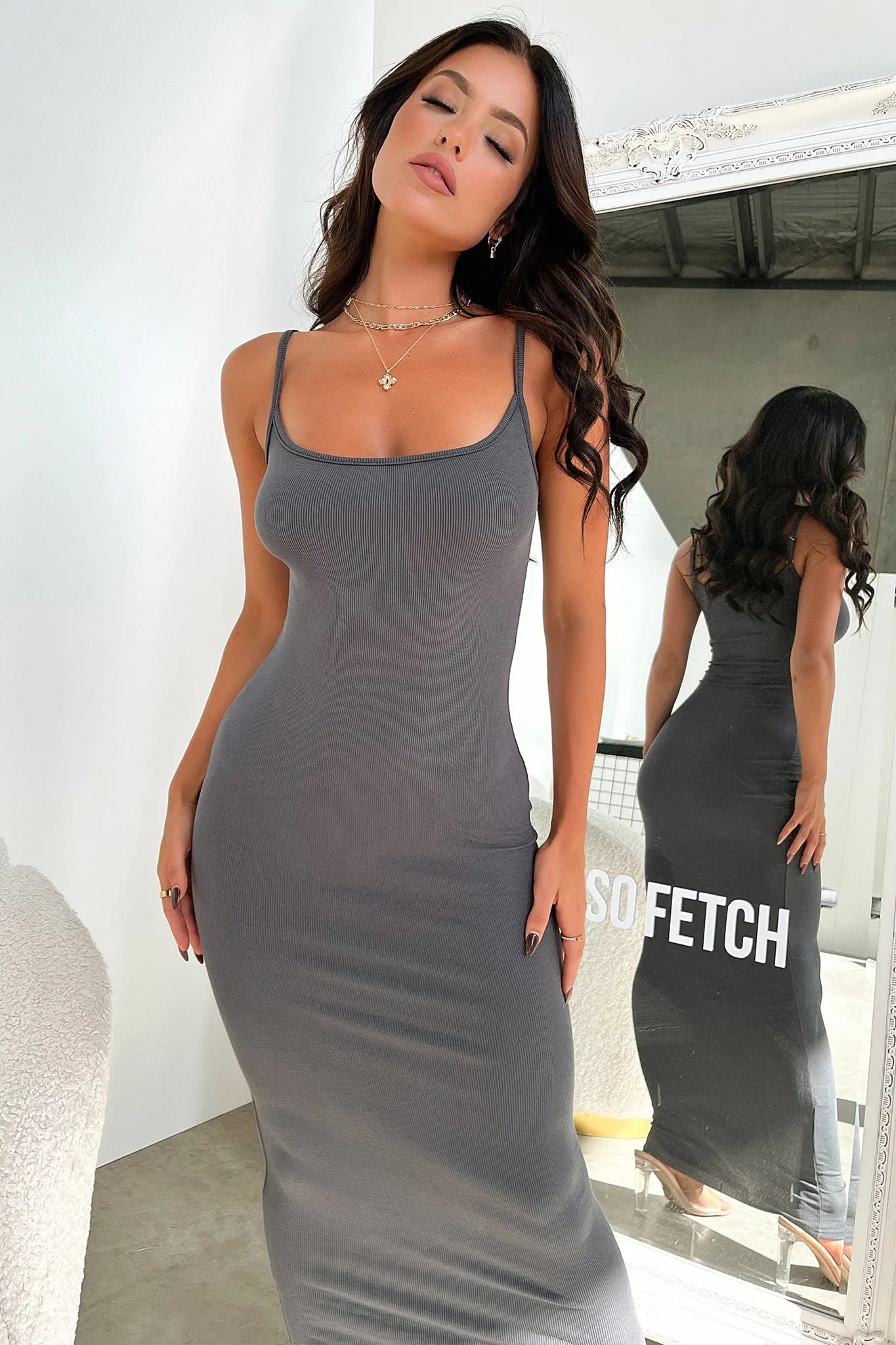 Sevani Maxi Dress - Charcoal-Coutiqo