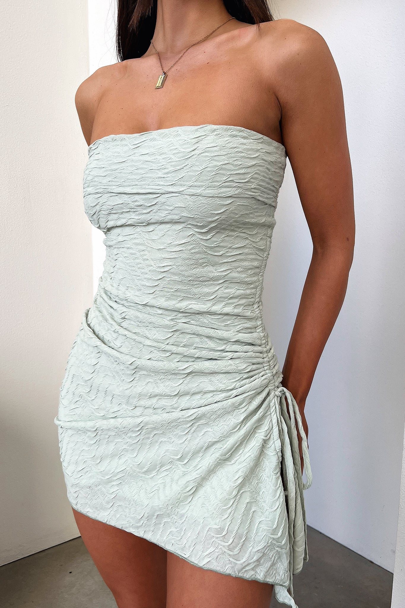 Shari Strapless Mini Dress - Sage-Coutiqo