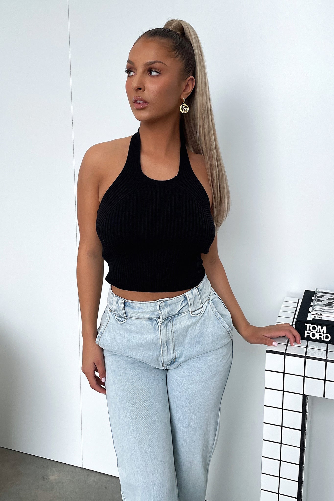 Shauna Knit Top - Black-Coutiqo