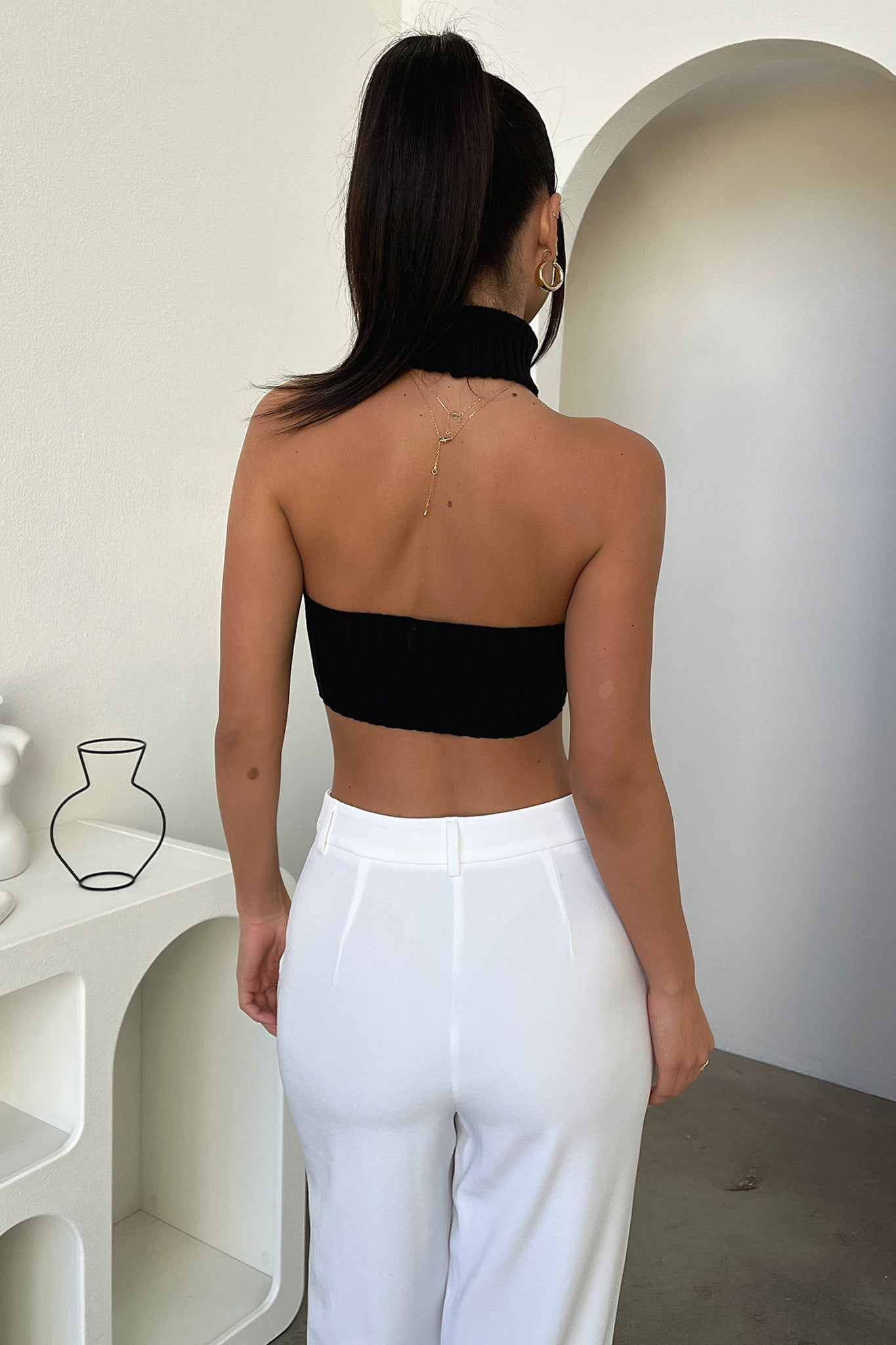 Sylvie Knit Crop - Black-Coutiqo