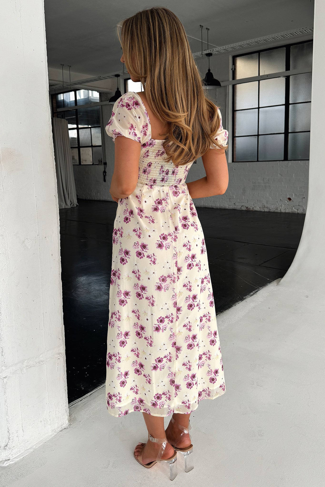 Solem Midi Dress - Yellow Floral-Coutiqo
