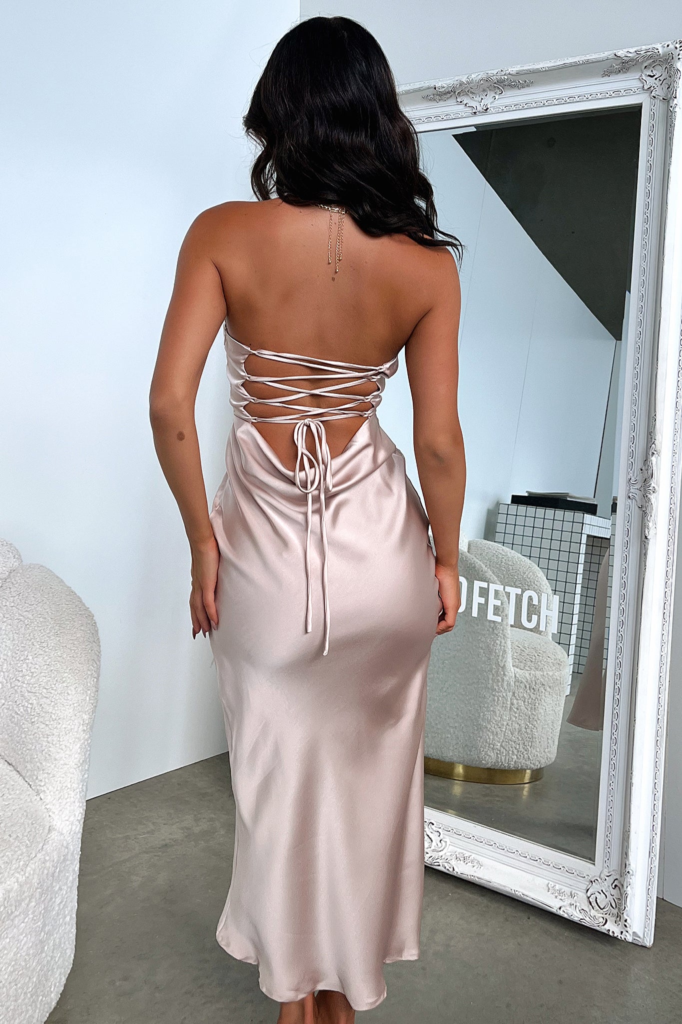 Solita Midi Dress - Champagne-Coutiqo