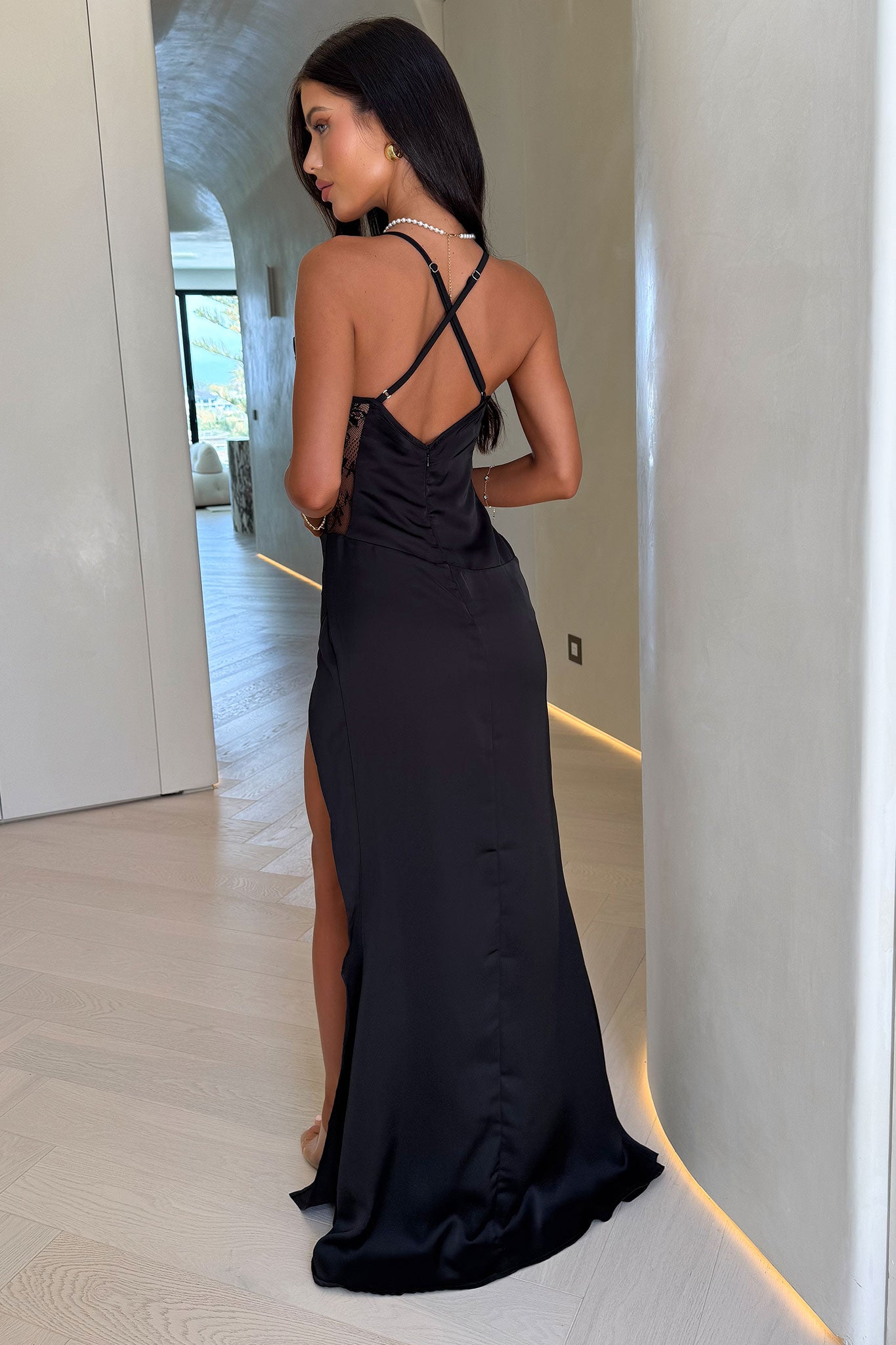 Sonnet Satin Maxi Dress - Black-Coutiqo