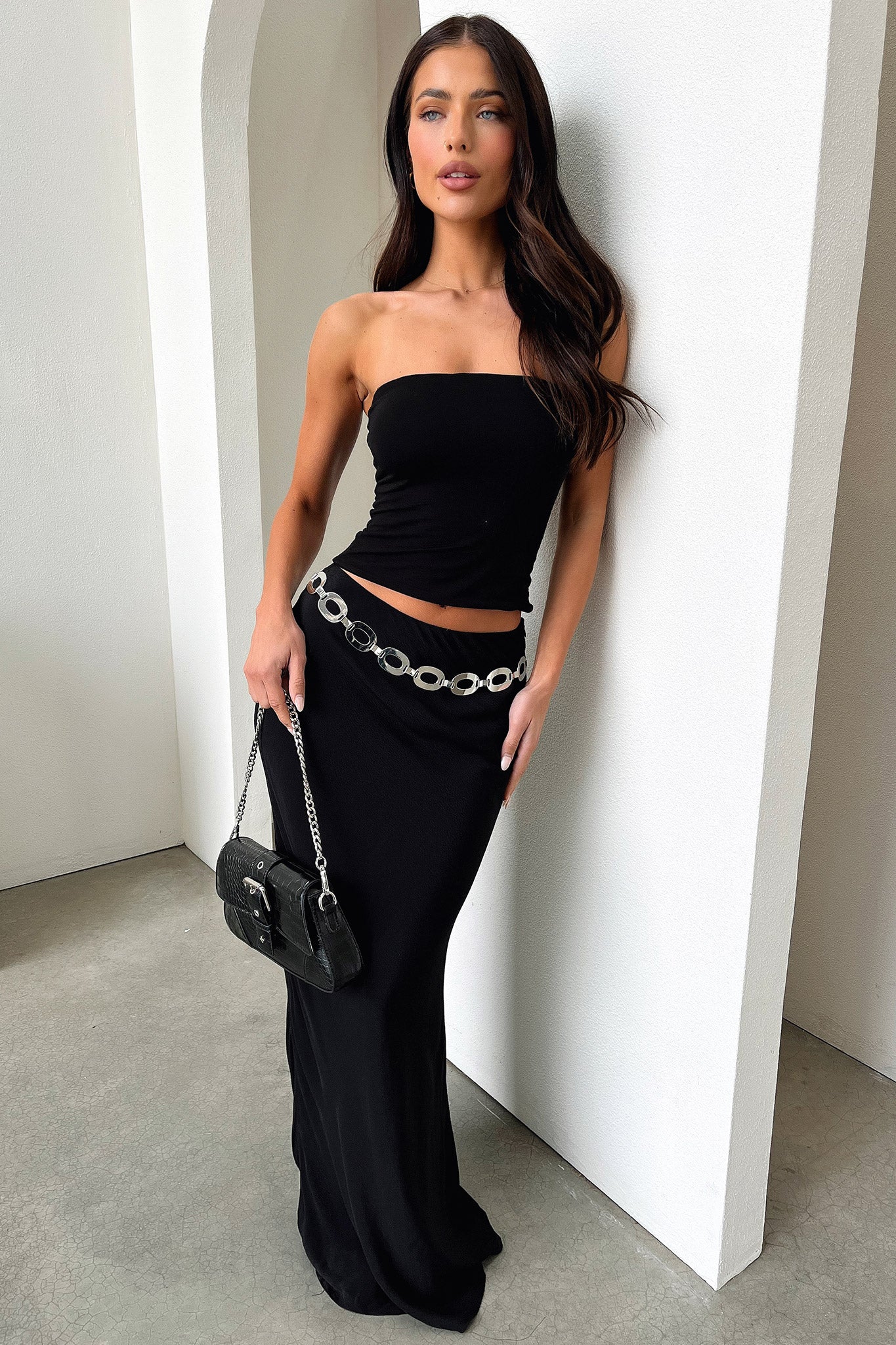 Swansen Maxi Skirt - Black-Coutiqo