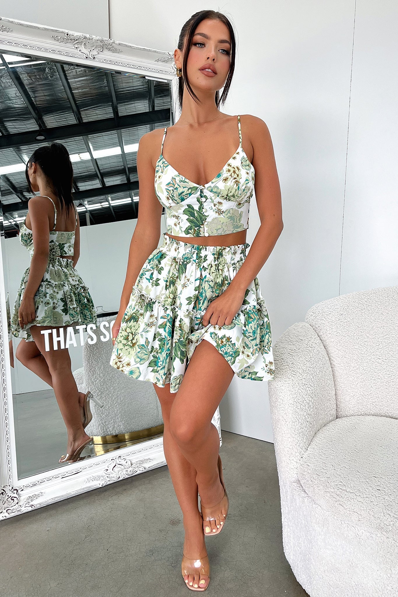 Tahan Skirt - Green Floral-Coutiqo
