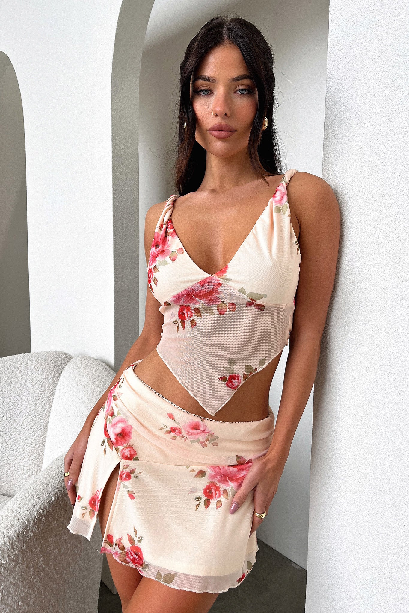 Tanaya Skirt - Pink Floral-Coutiqo