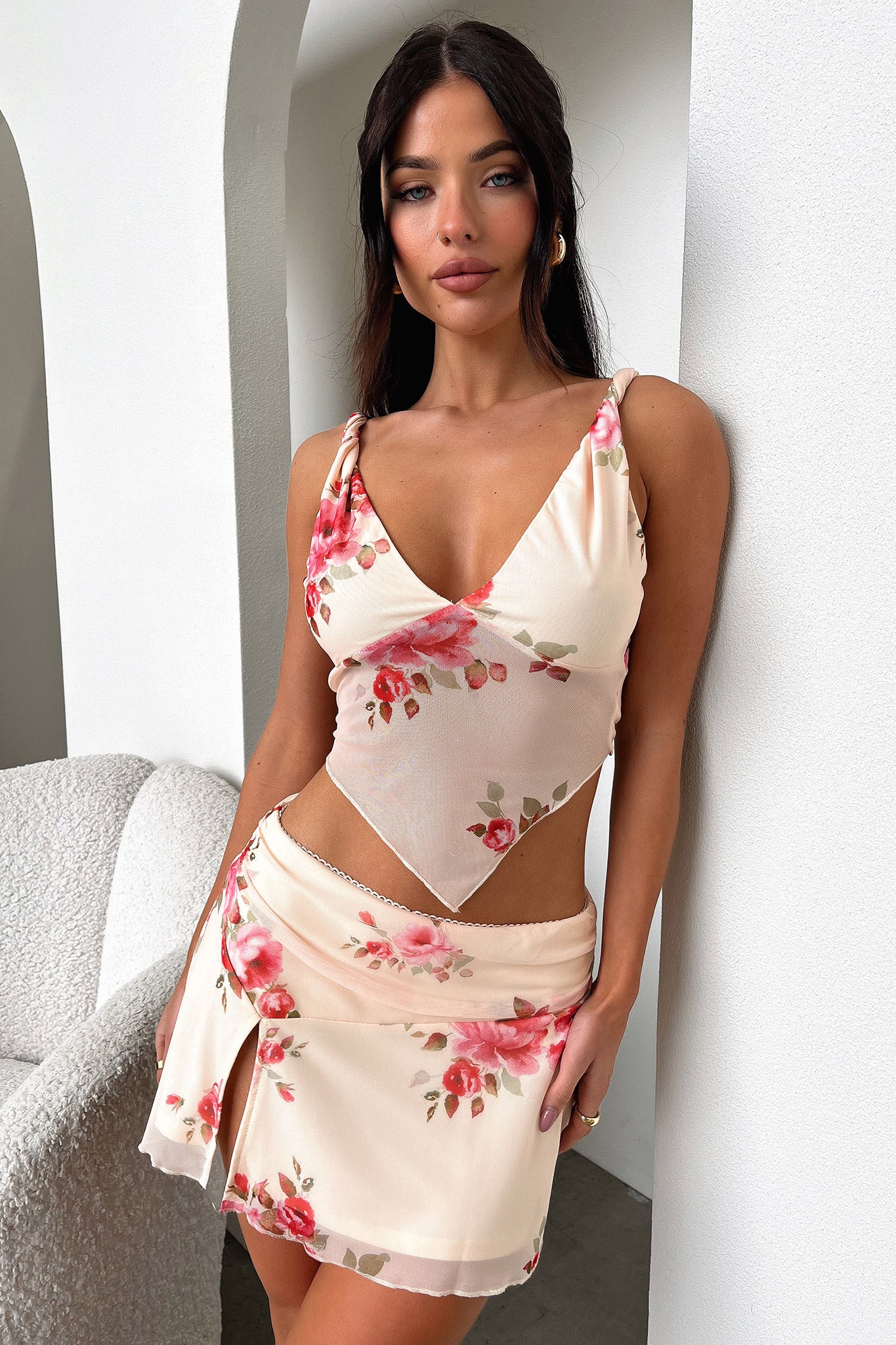 Tanaya Skirt - Pink Floral-Coutiqo